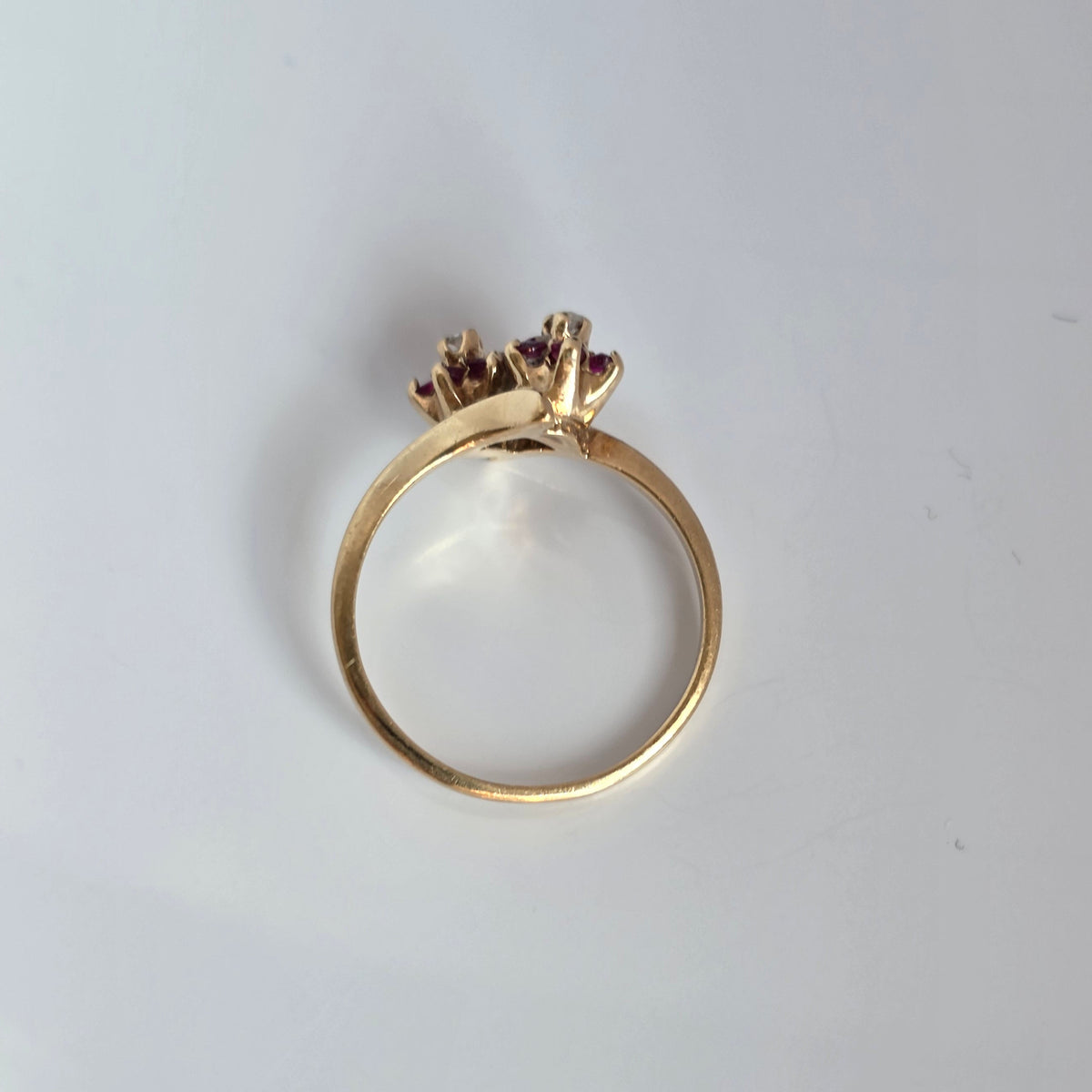 10k Ruby And Diamond Flowers Bypass Statement Ring