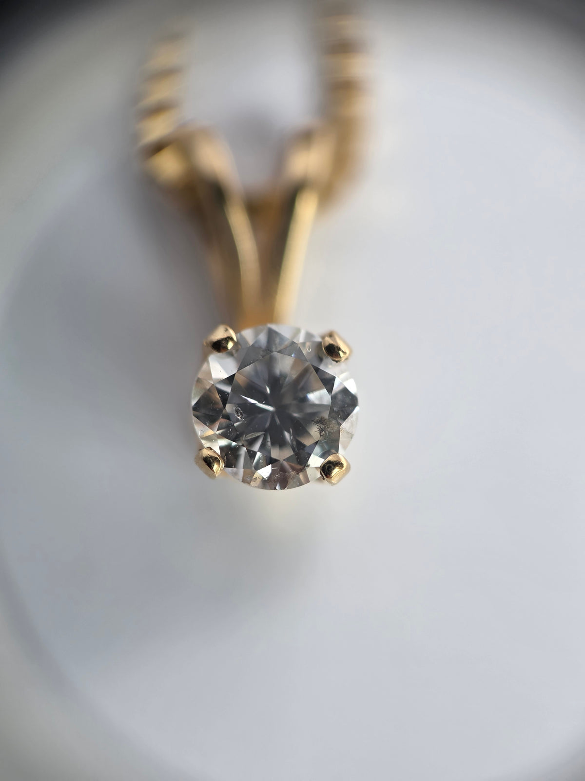 Classic 14k Natural Round 4.2mm Diamond Solitaire Pendant (NO CHAIN)