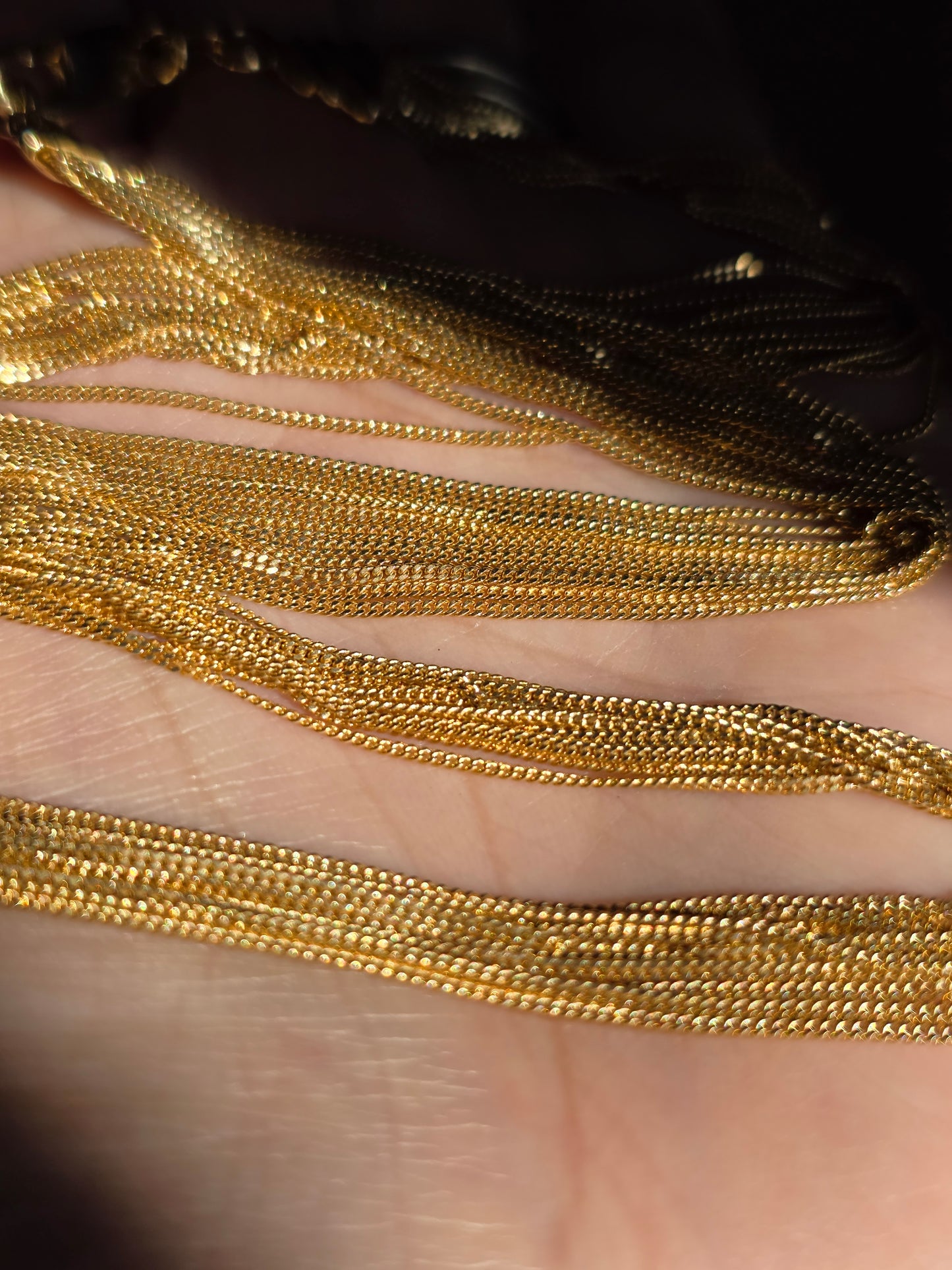 Amazing Solid 14k Gold 10 Mini Curb Multistrand Chain Necklace 18"