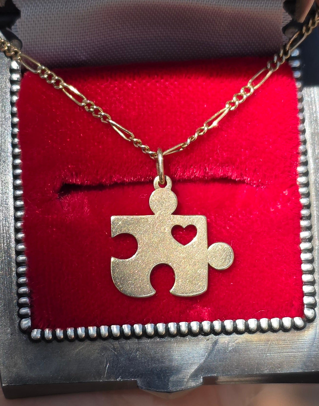 Adorable 14k Gold Puzzle Piece Heart Cut Out Charm (NO CHAIN)