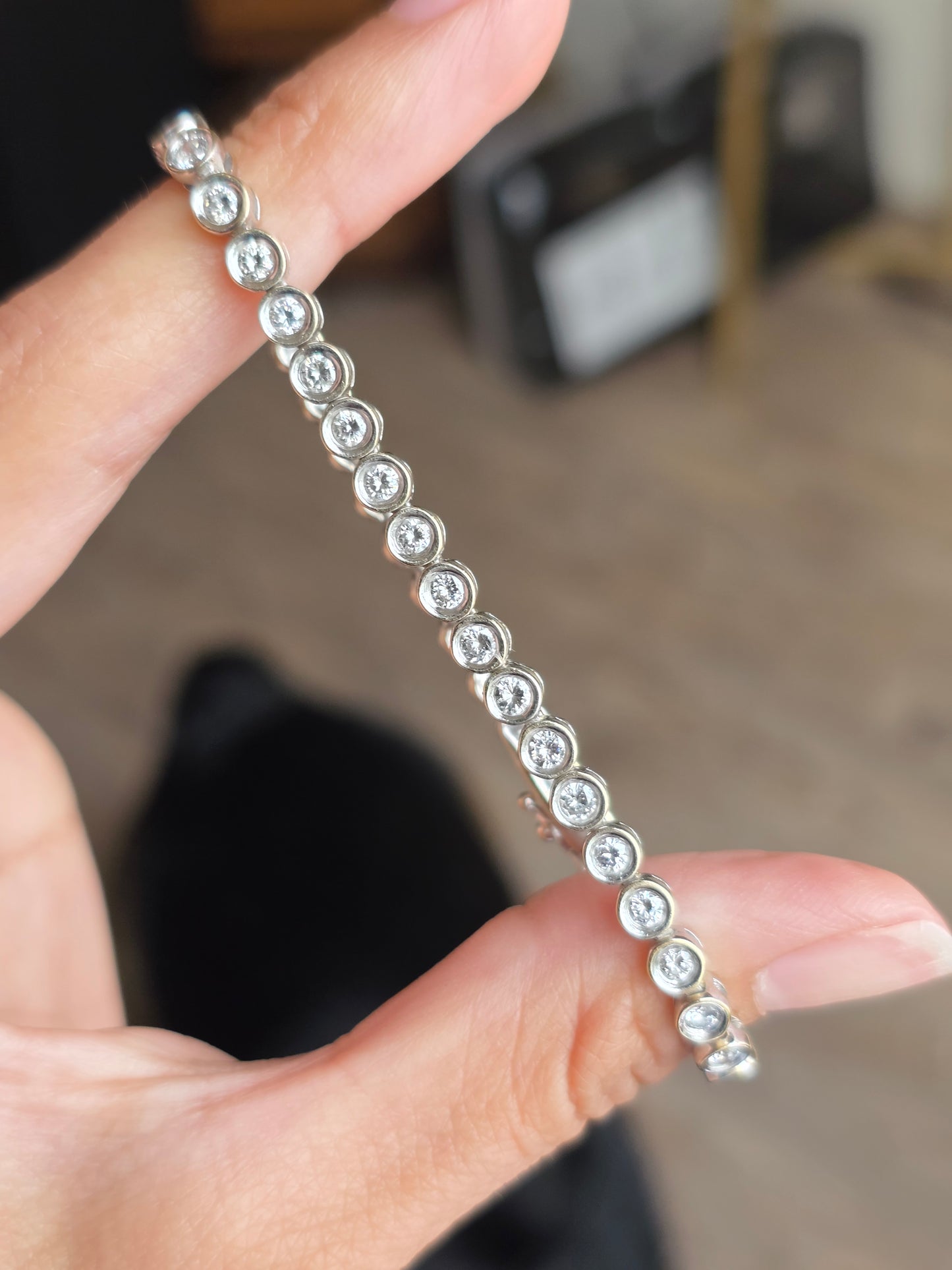 Gorgeous 4.50TCW Diamond Bezel Set 14k White Gold Solid Hefty Tennis Bracelet 7"