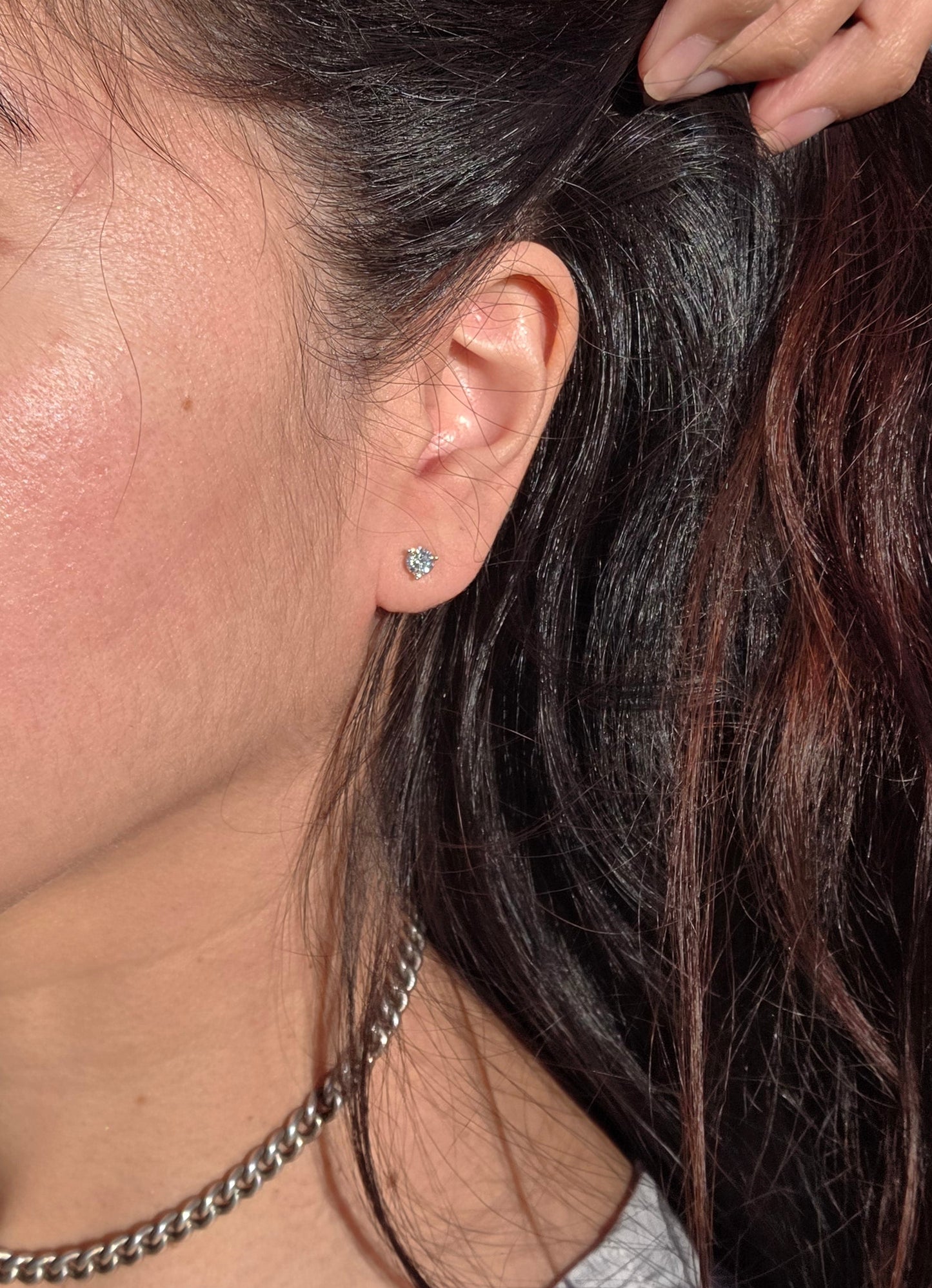 Classic .64tcw Martini Three Prong Style Round Diamond Stud Earrings