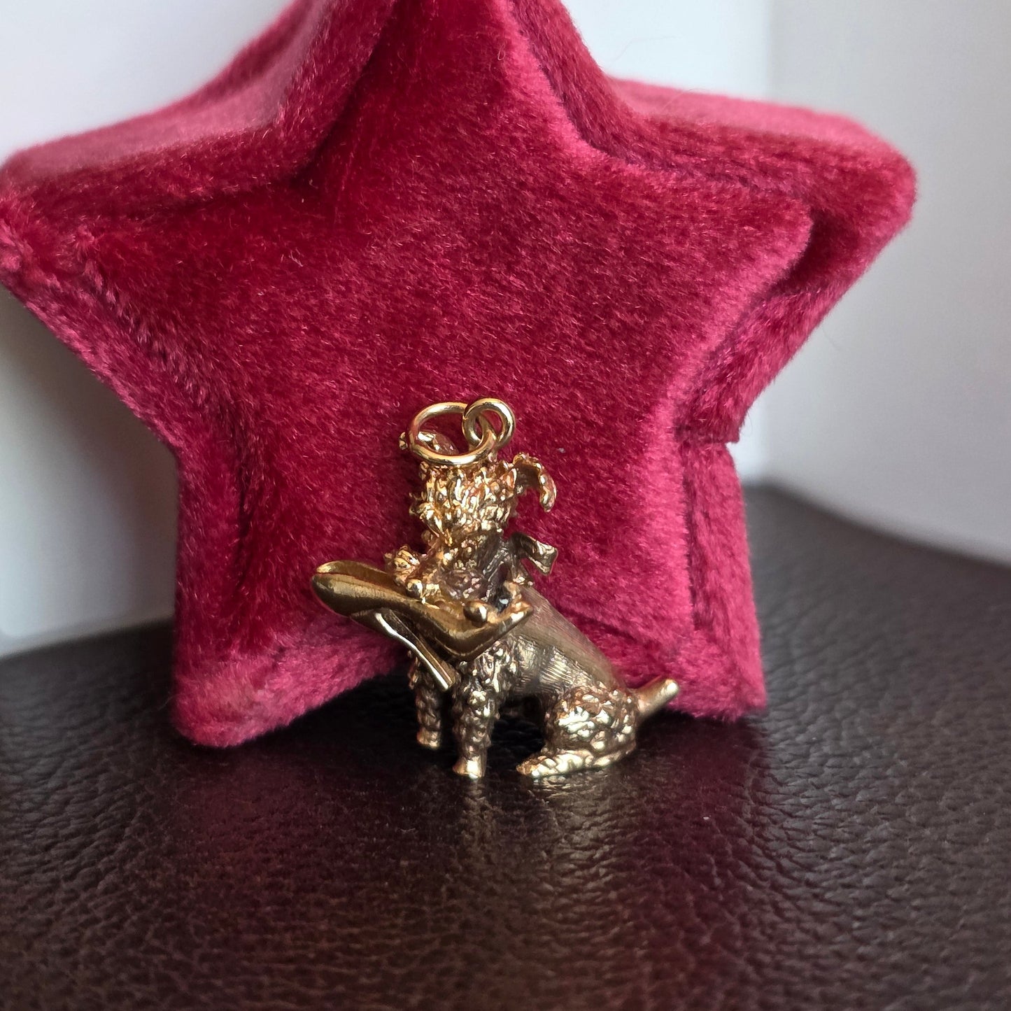 Adorable Solid Made 14k Gold Poodle with Heel in Mouth Charm Heavy (NO CHAIN)