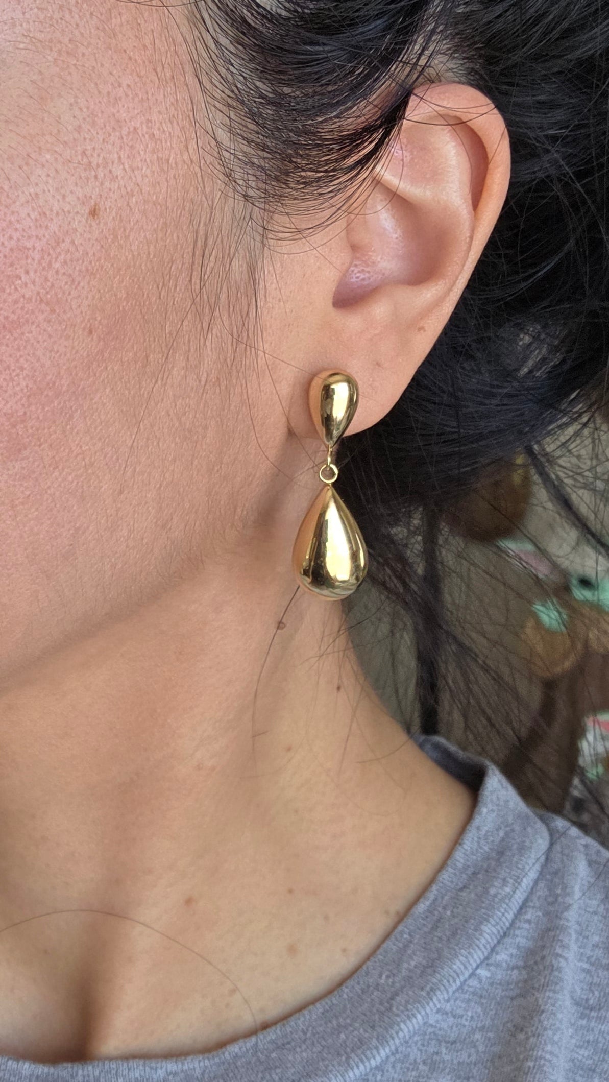 Elegant 14k Gold Tear Drop Dangle Statement Earrings