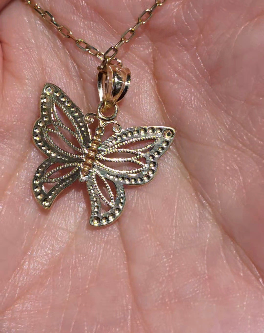 #3- 14k Gold Pretty Two Toned Butterfly Pendant (NO CHAIN)