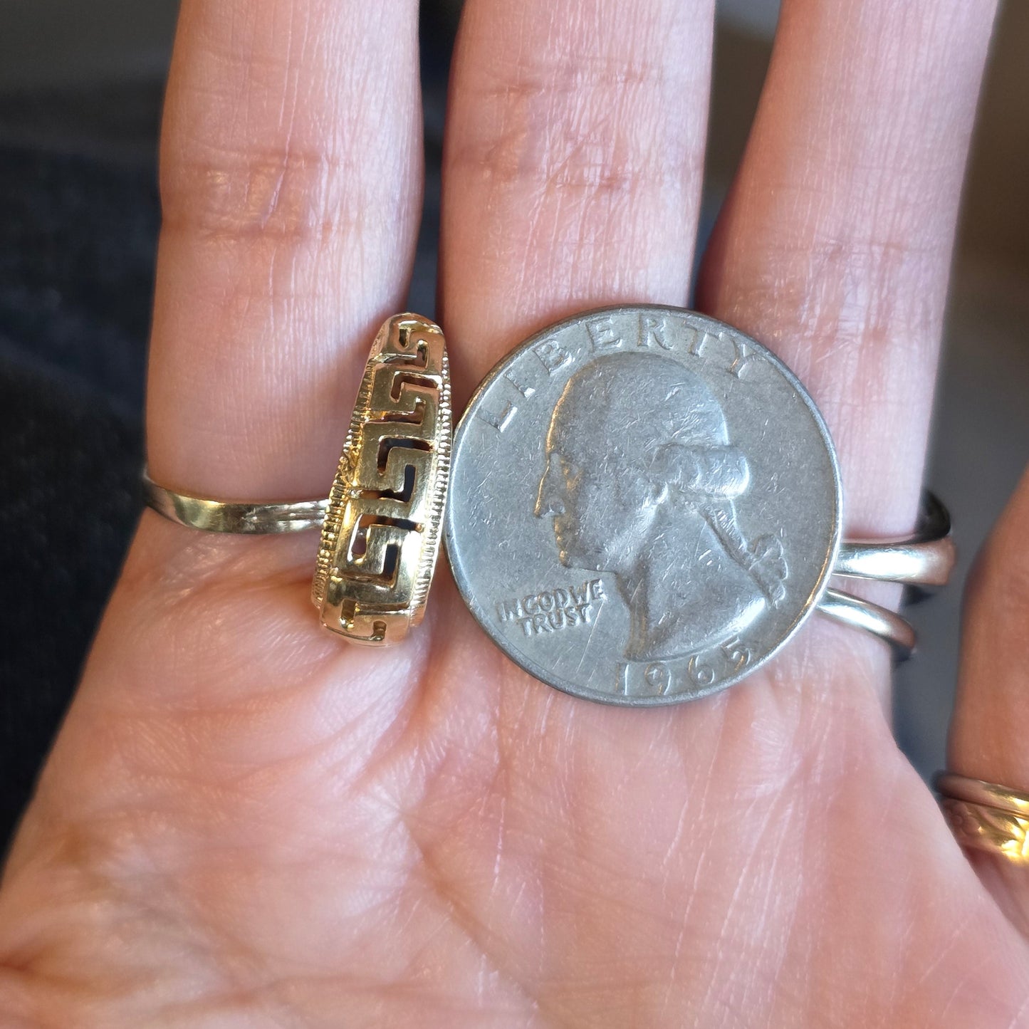 Solid Made 14k Gold Greek Pattern Half Hoops Earrings