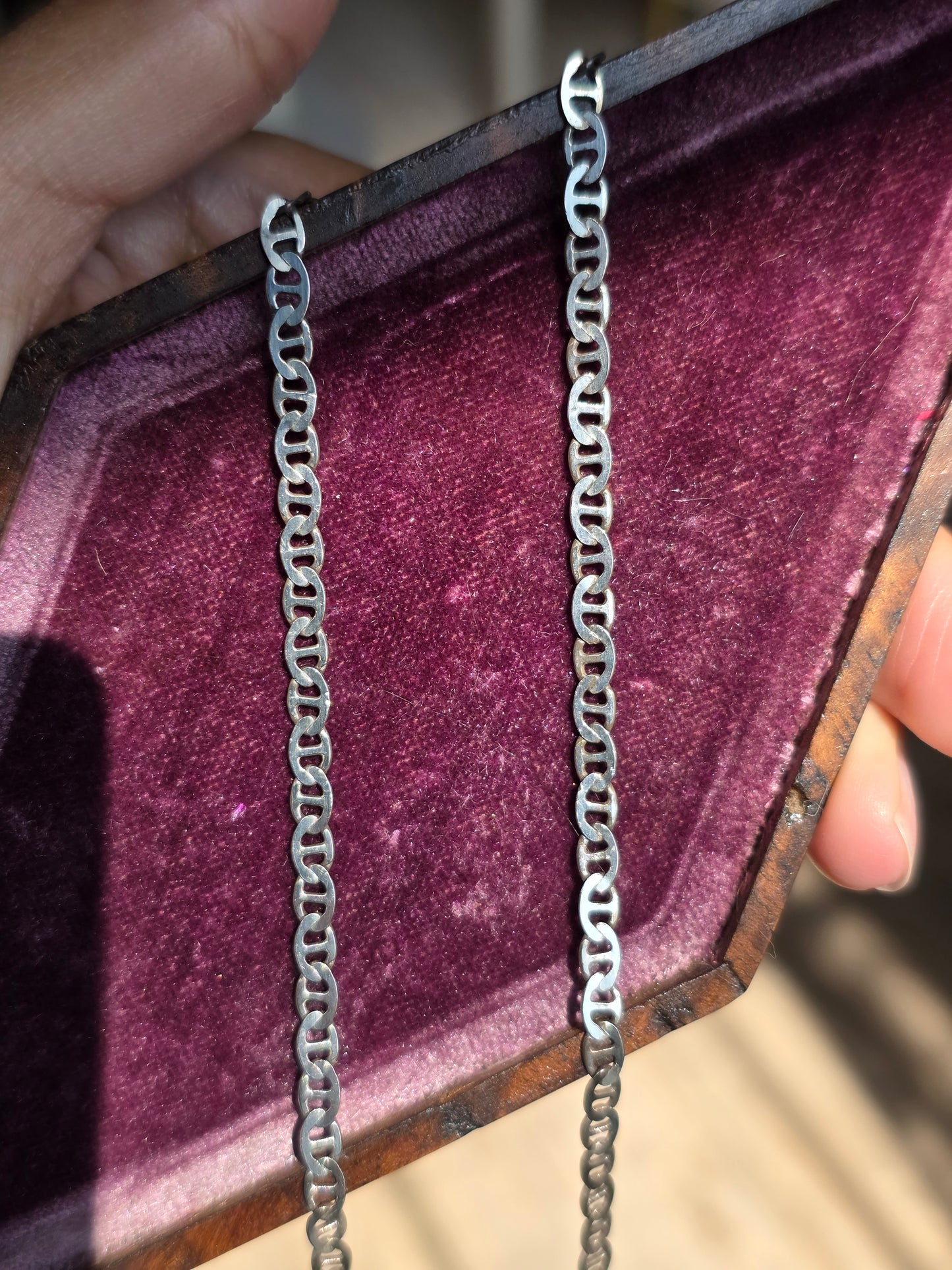 Awesome Solid Sterling Silver Mariner Chain Necklace 24"