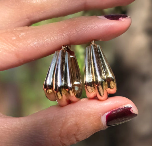 14k Gold Chunky Geometric Hoop Earrings