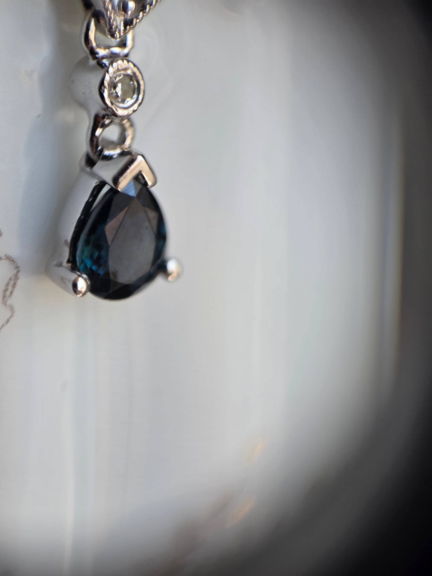 Beautiful Vintage Art Deco Style  10k White Gold .65TCW Sapphire Diamond Dangle Earrings
