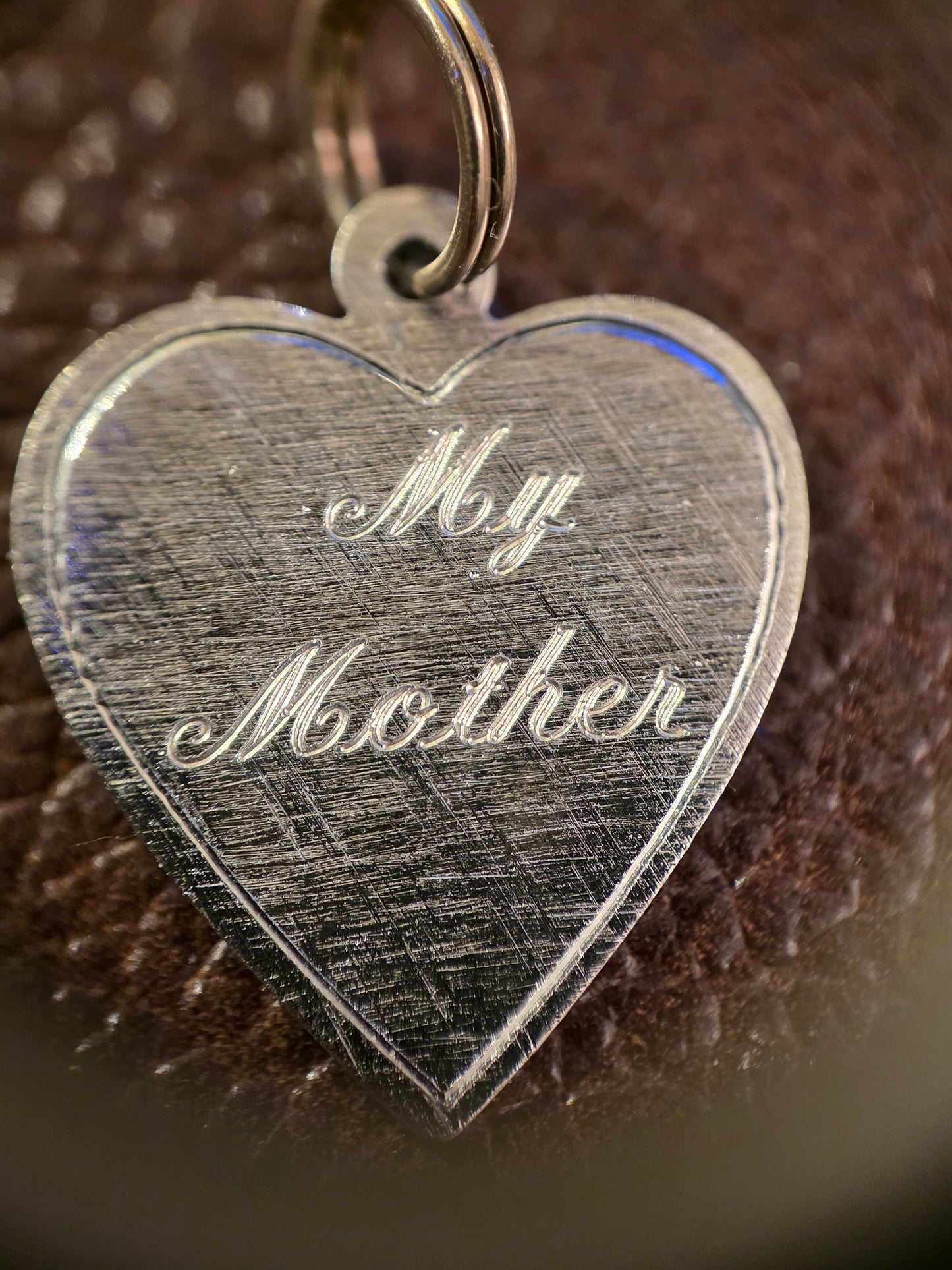 Sterling Silver "My Mother" Cursive Font Heart Charm (NO CHAIN)