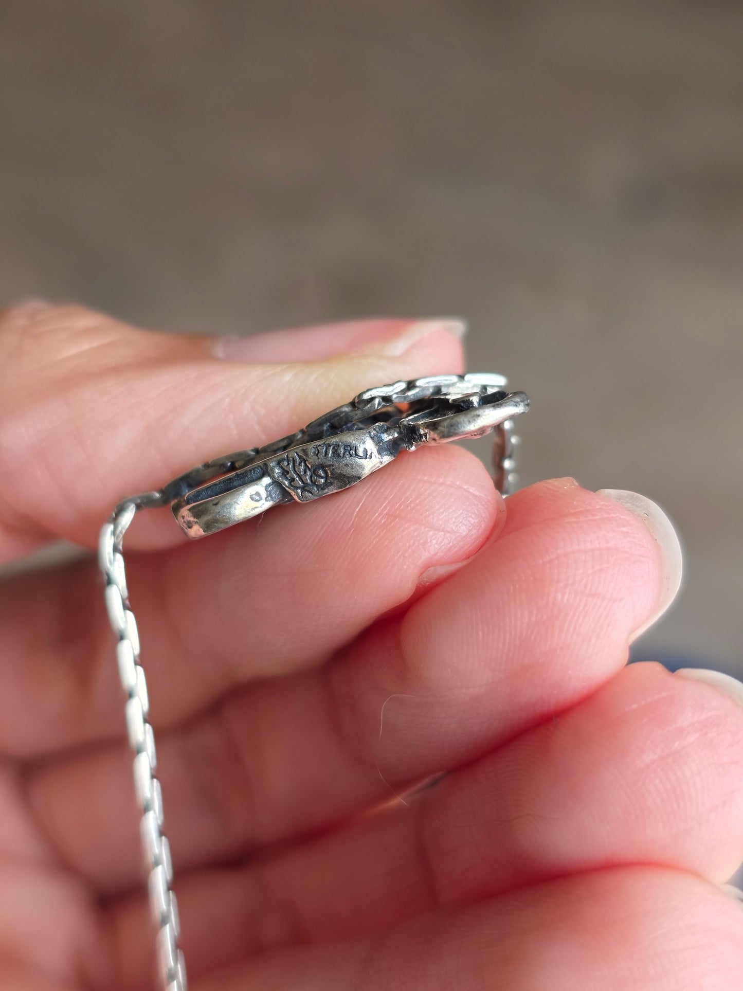 Vintage Sterling Silver Motorcycle Chain Bracelet 7"