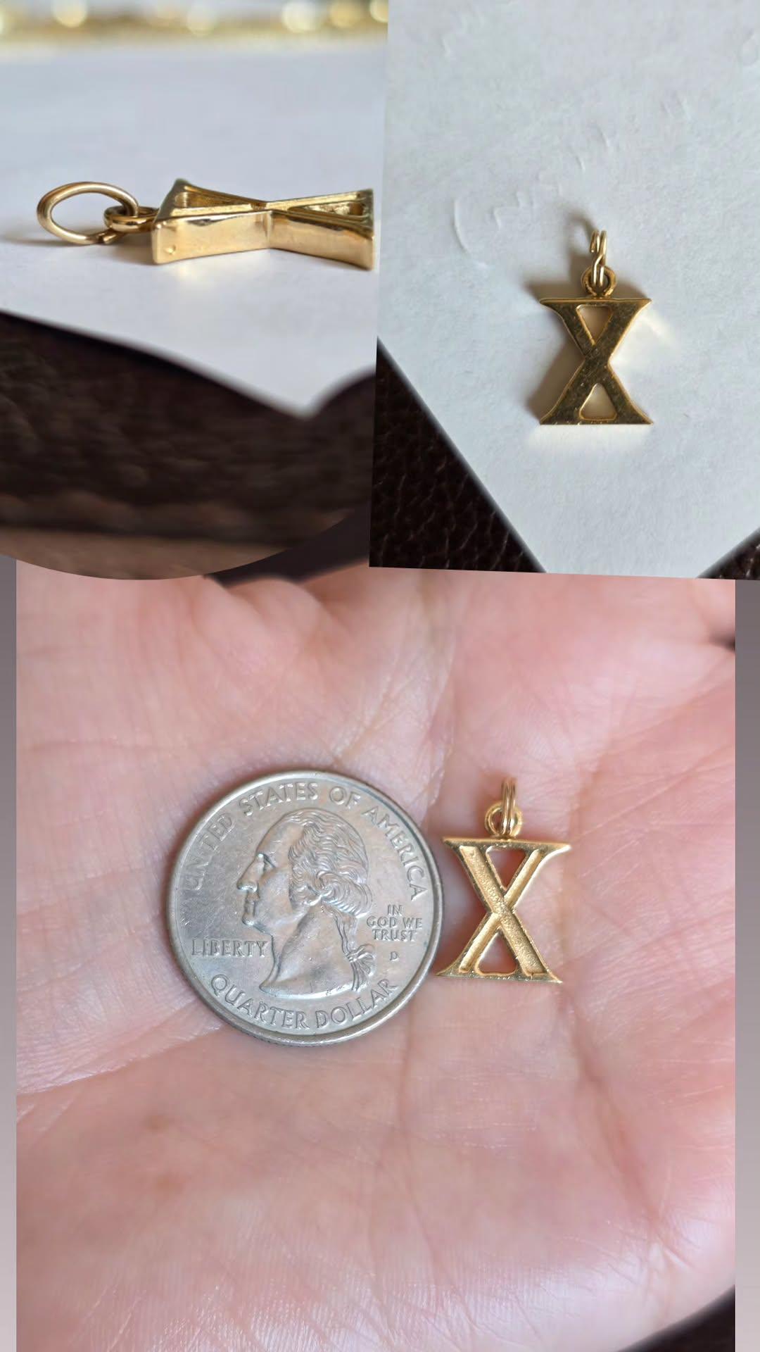 Awesome 14k "X" Initial Letter Charm Pendant (NO CHAIN)