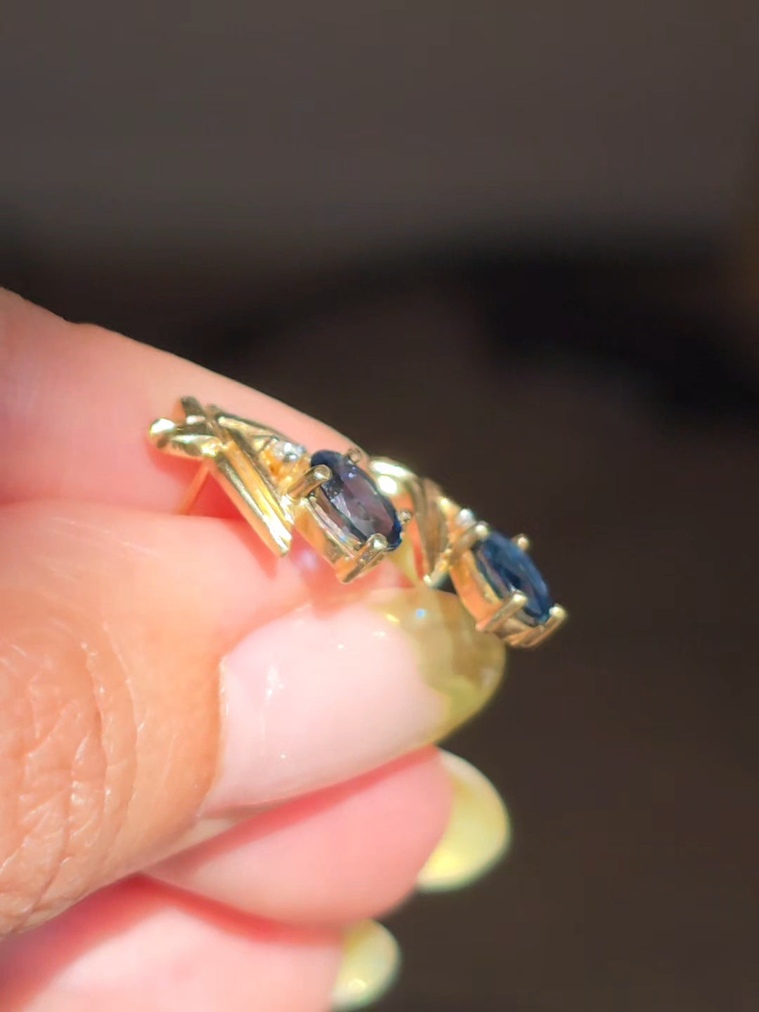 Cute 10k Gold 1.0tcw Sapphire & Diamond Accent Dainty Drop Post Earrings