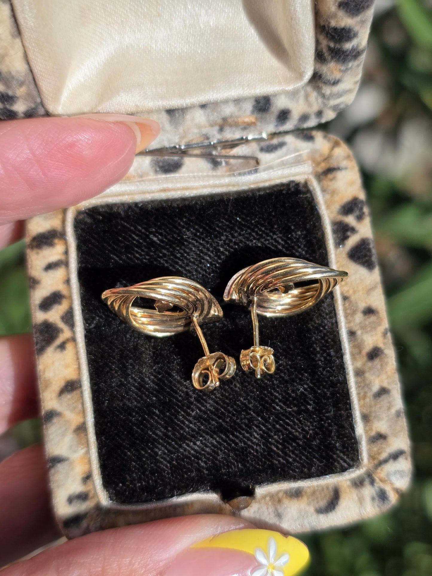 14k Gold Ring Diamond Accented Door Knocker Style Post Earrings