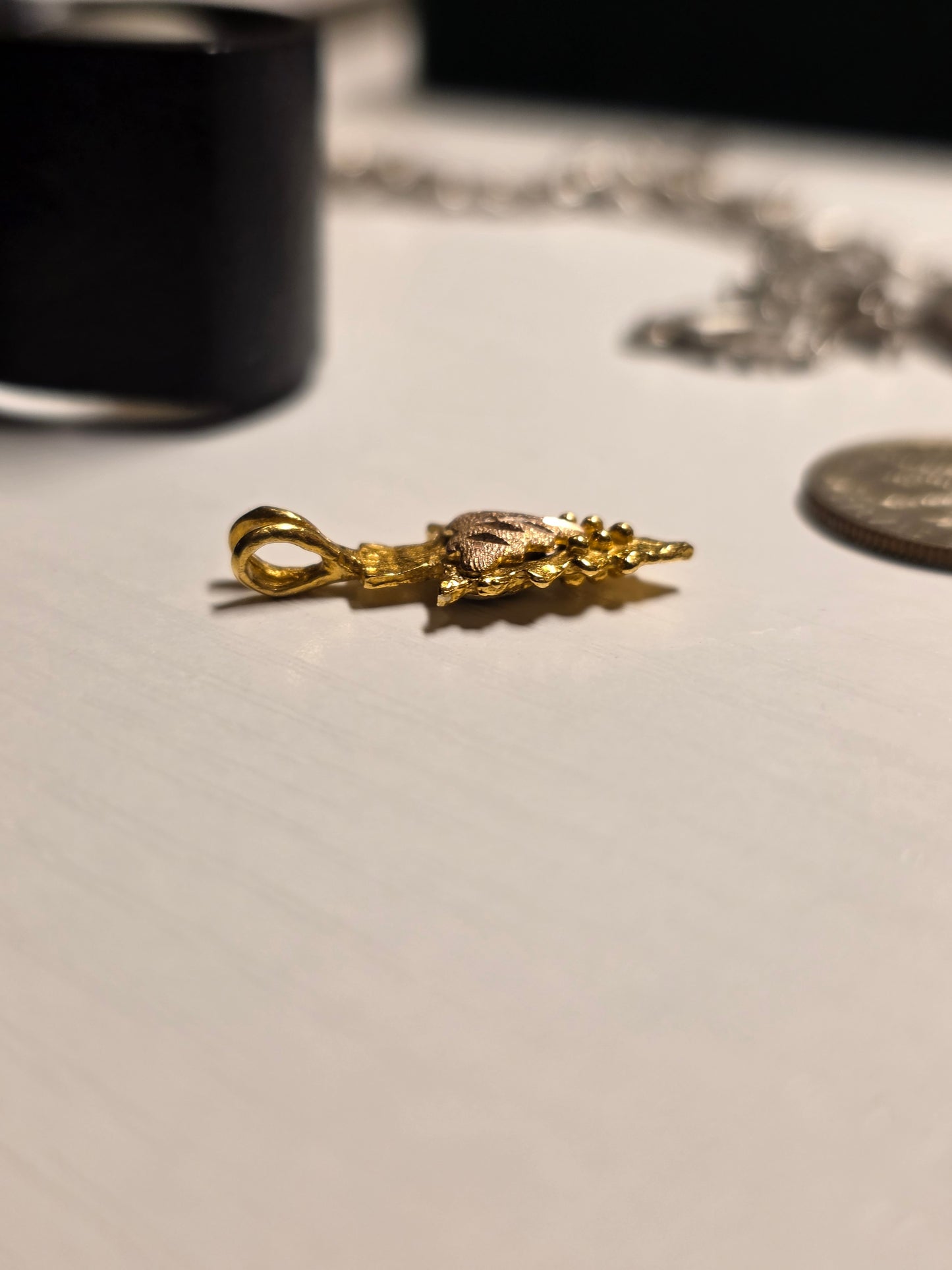Pretty Textured Diamond Cut Tri Tone 10k Black Hills Gold Arrowhead Charm (NO CHAIN)