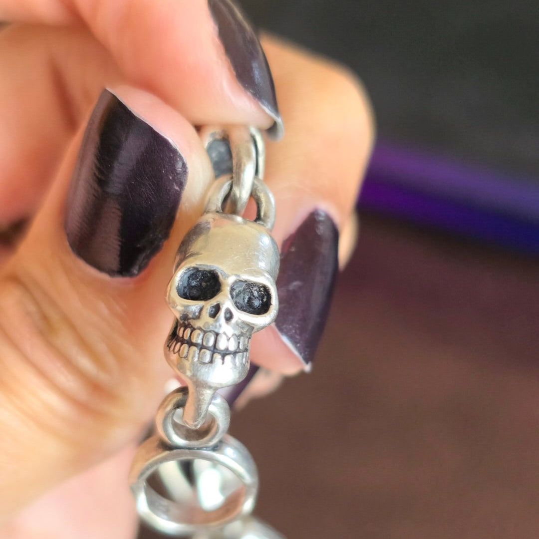 Badass Solid Hefty Skulls Link 925 Sterling Silver Bracelet 8.75"