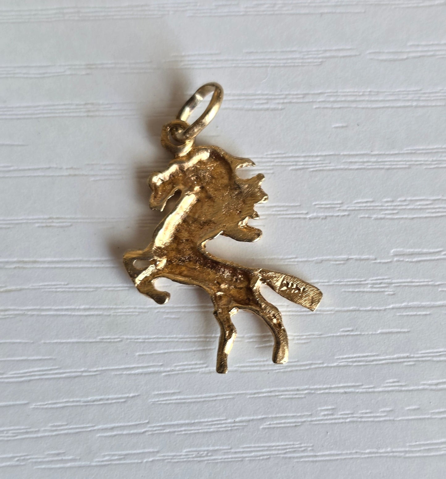 14k Gold Diamond Cut Horse 1" Pendant (NO CHAIN)