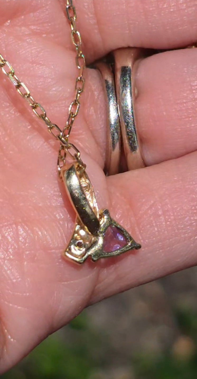 #2 - 14k Trillion Cut Tanzanite And Diamond Pendant (NO CHAIN)
