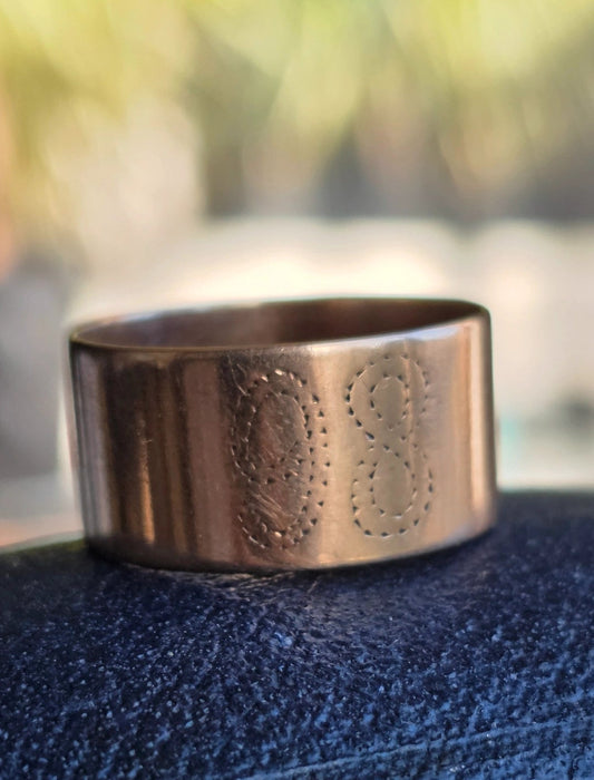 Vintage Rose Gold "98"/"86" Chunky Wide Cigar Band Size 9.75