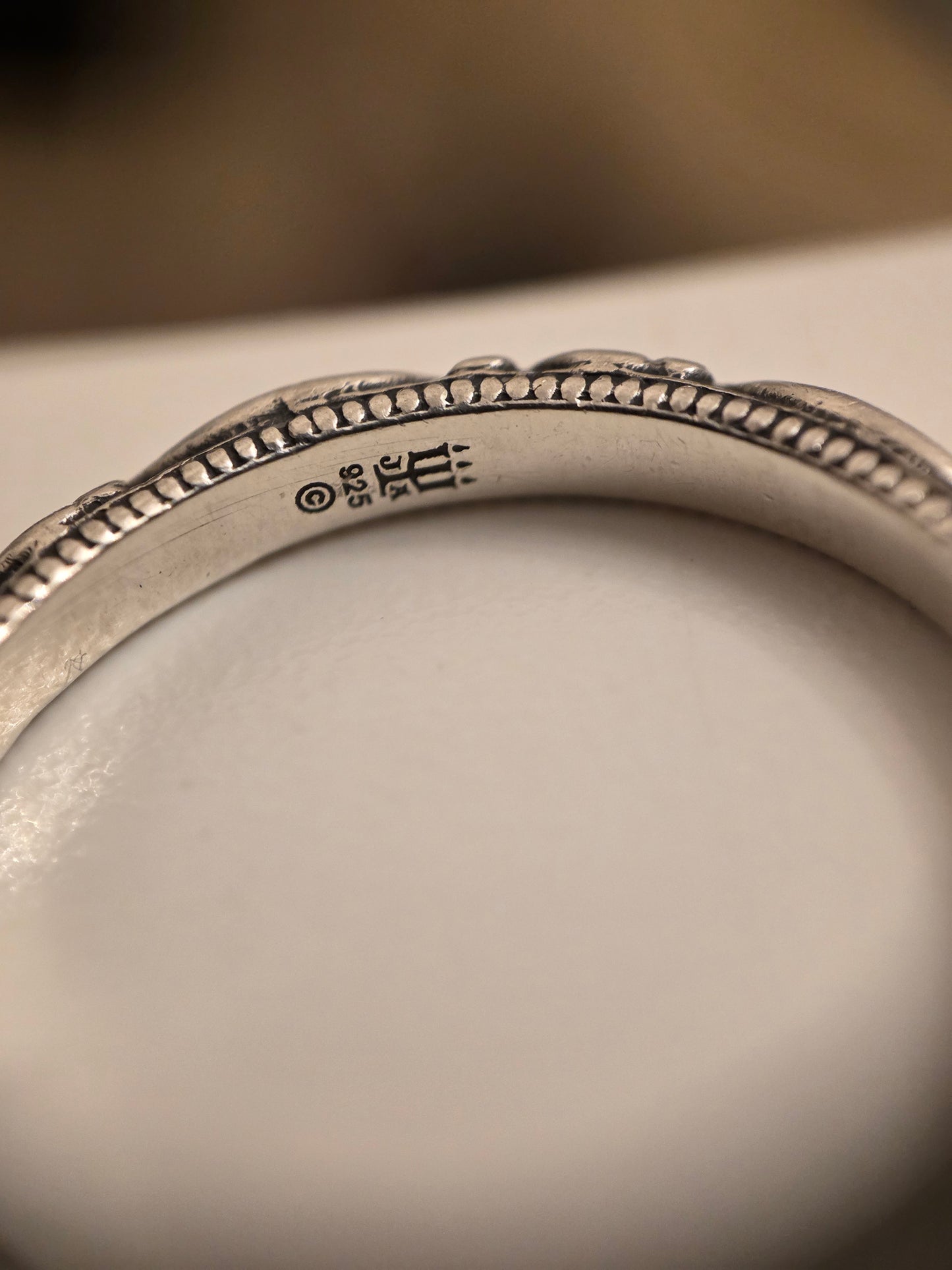 James Avery Sterling Silver Floral Carved Band Ring Size 7