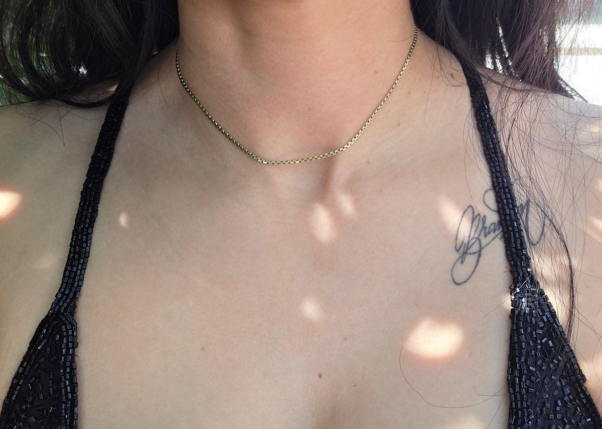 14k Gold Zipper Link Choker Chain 13.5"