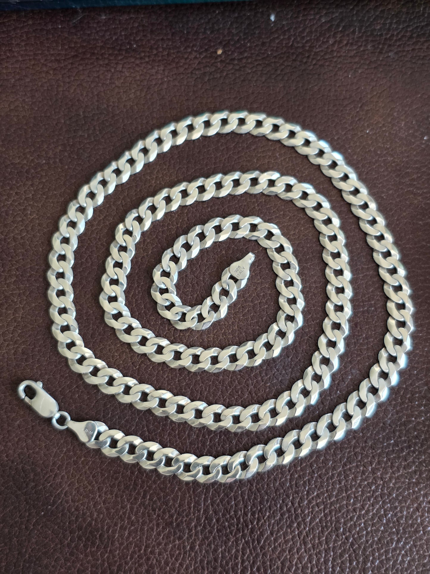 Solid Sterling Silver Italian Made 27" Cuban Chain