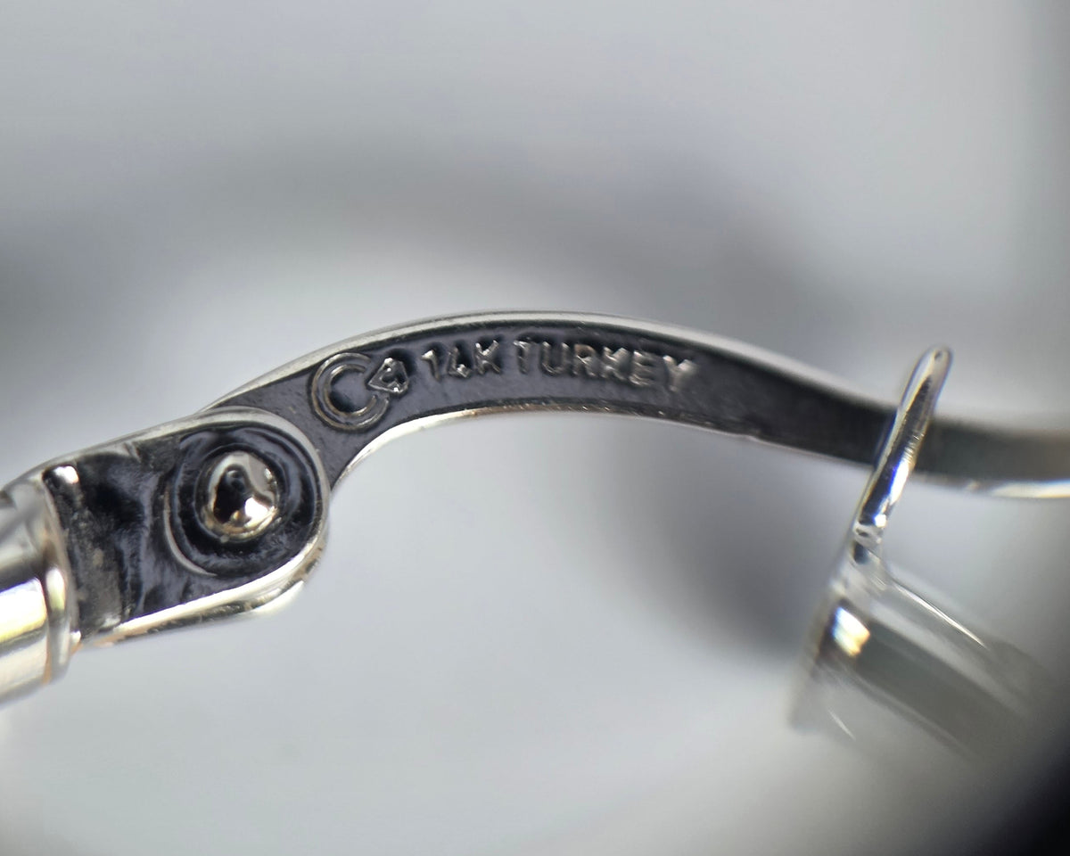 14k White Gold Shimmering Diamond Cut 24mm Hoops