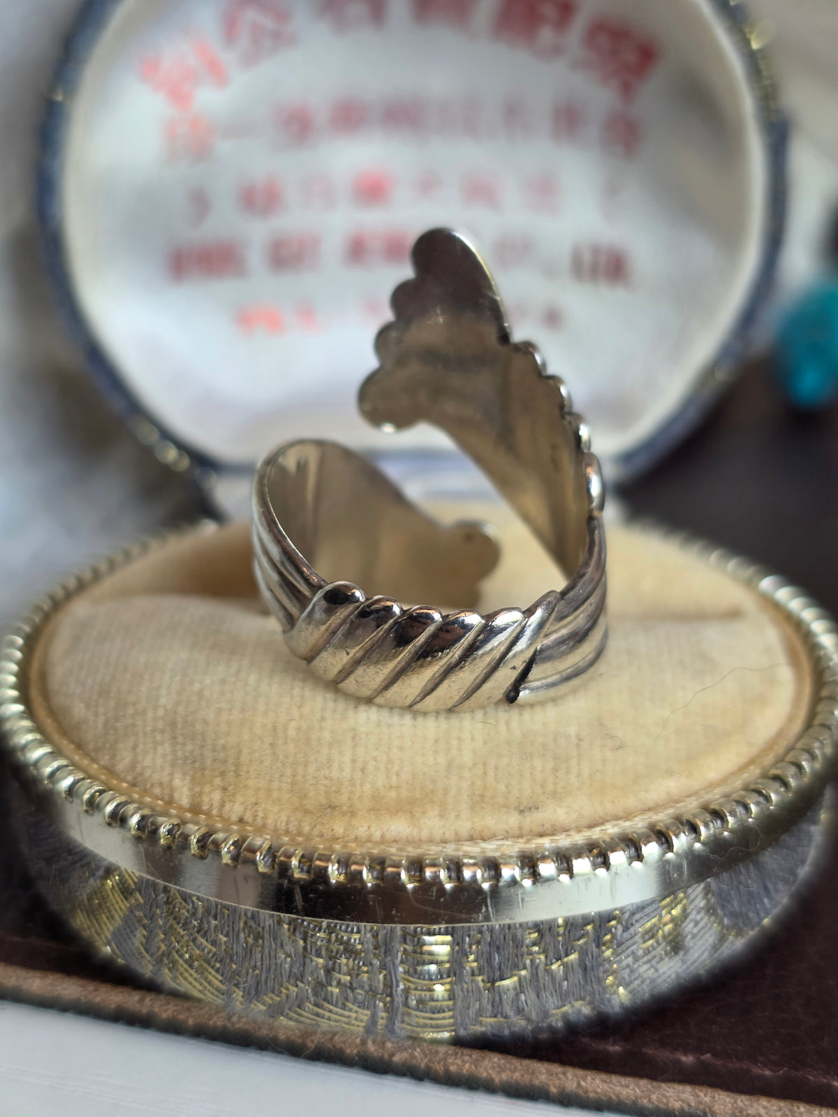 Gorgeous Sterling Silver Open Band Scrollwork Wrap Art Nouveau Style Ring