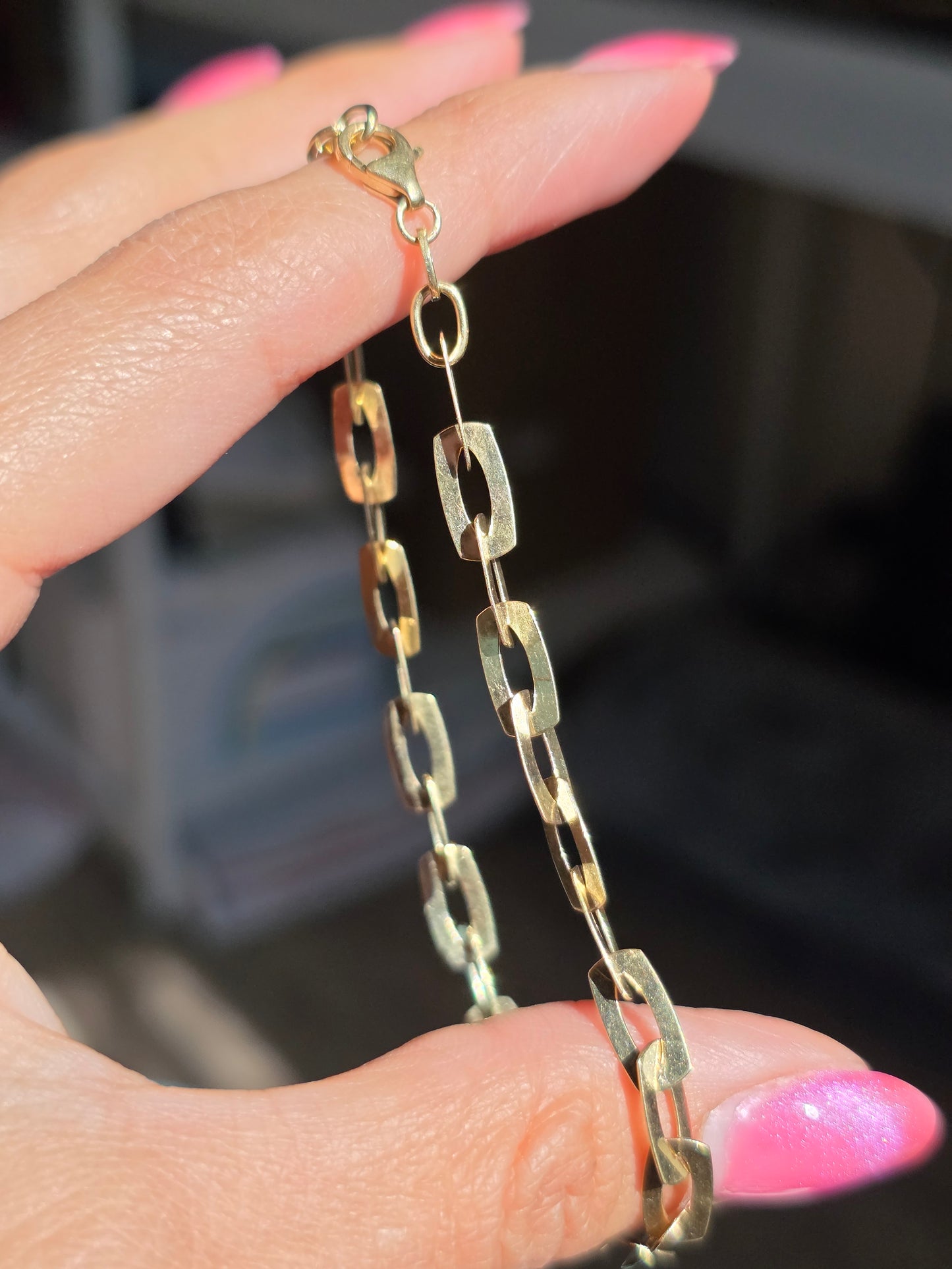 14k Gold Polished/Mirrored Interlocking Link Bracelet 7.5"