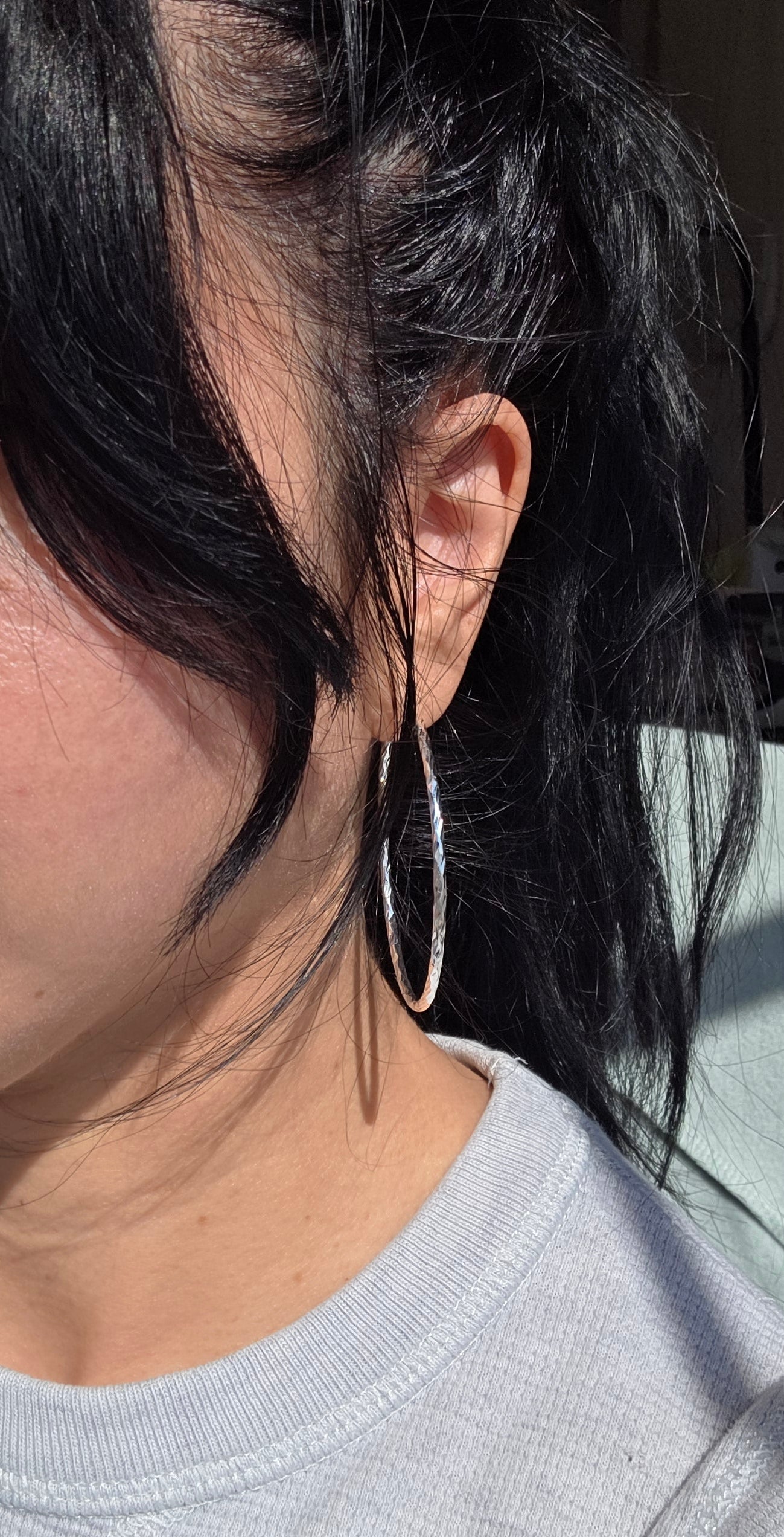 Big 54mm (2.1") Diamond Cut Sterling Silver Hoops Earrings