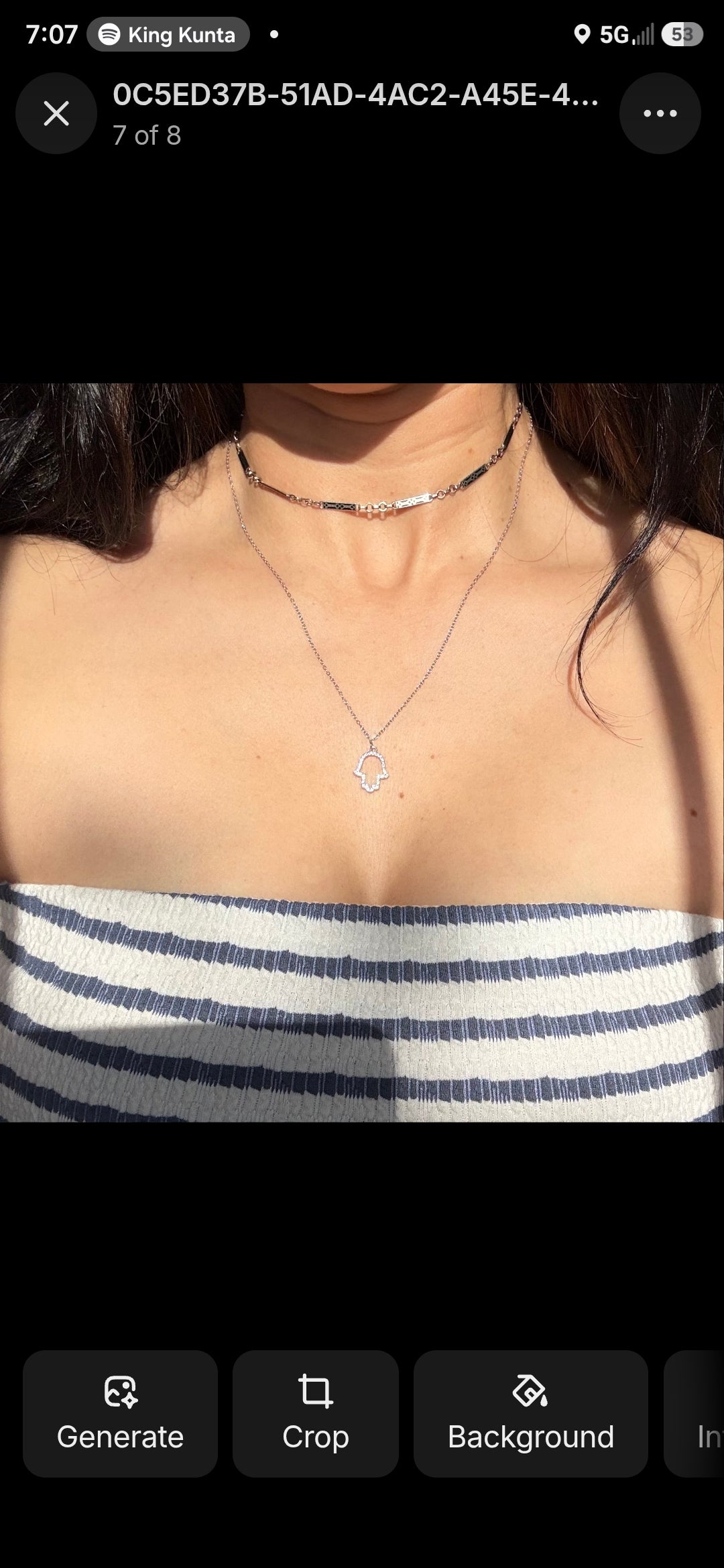 Sparkling CZ Hamsa Sterling Silver Charm Necklace Adjustable Cable Chain 16.5"-18.5"