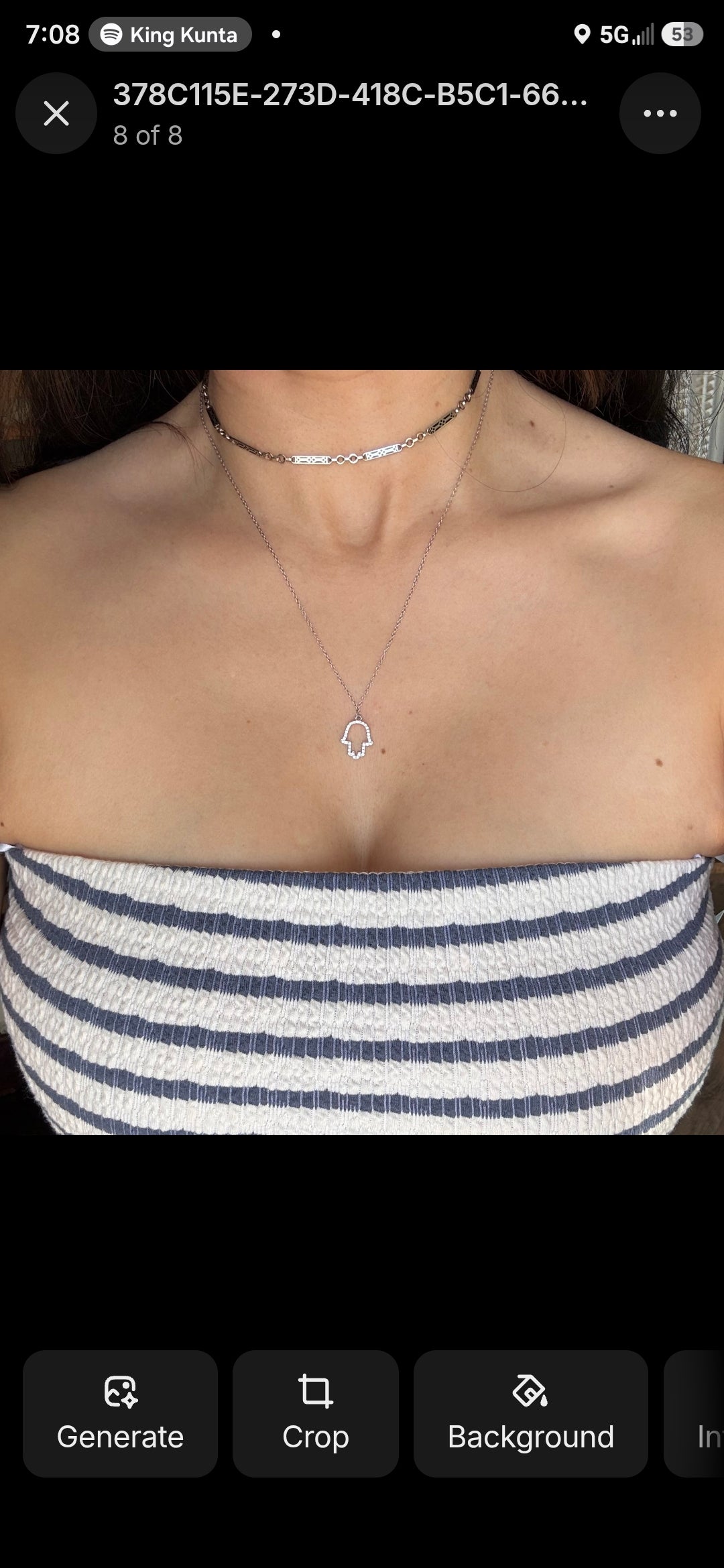 Sparkling CZ Hamsa Sterling Silver Charm Necklace Adjustable Cable Chain 16.5"-18.5"