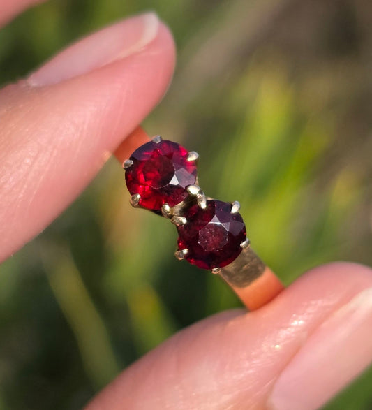 14k Vintage Garnet Toi Et Moi Ring Size 9 January Birthstone