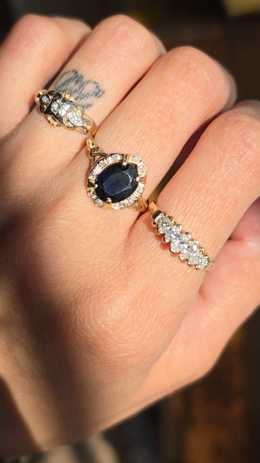 Beautiful Vintage 10k Gold 1.85tcw Sapphire Diamond Ring Size 6.5