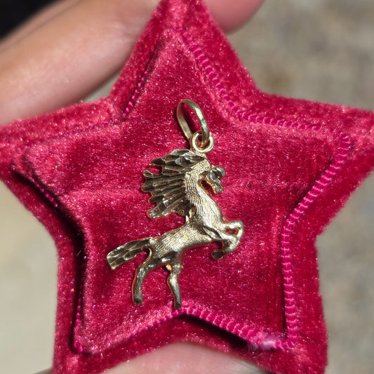 14k Gold Diamond Cut Horse 1" Pendant (NO CHAIN)