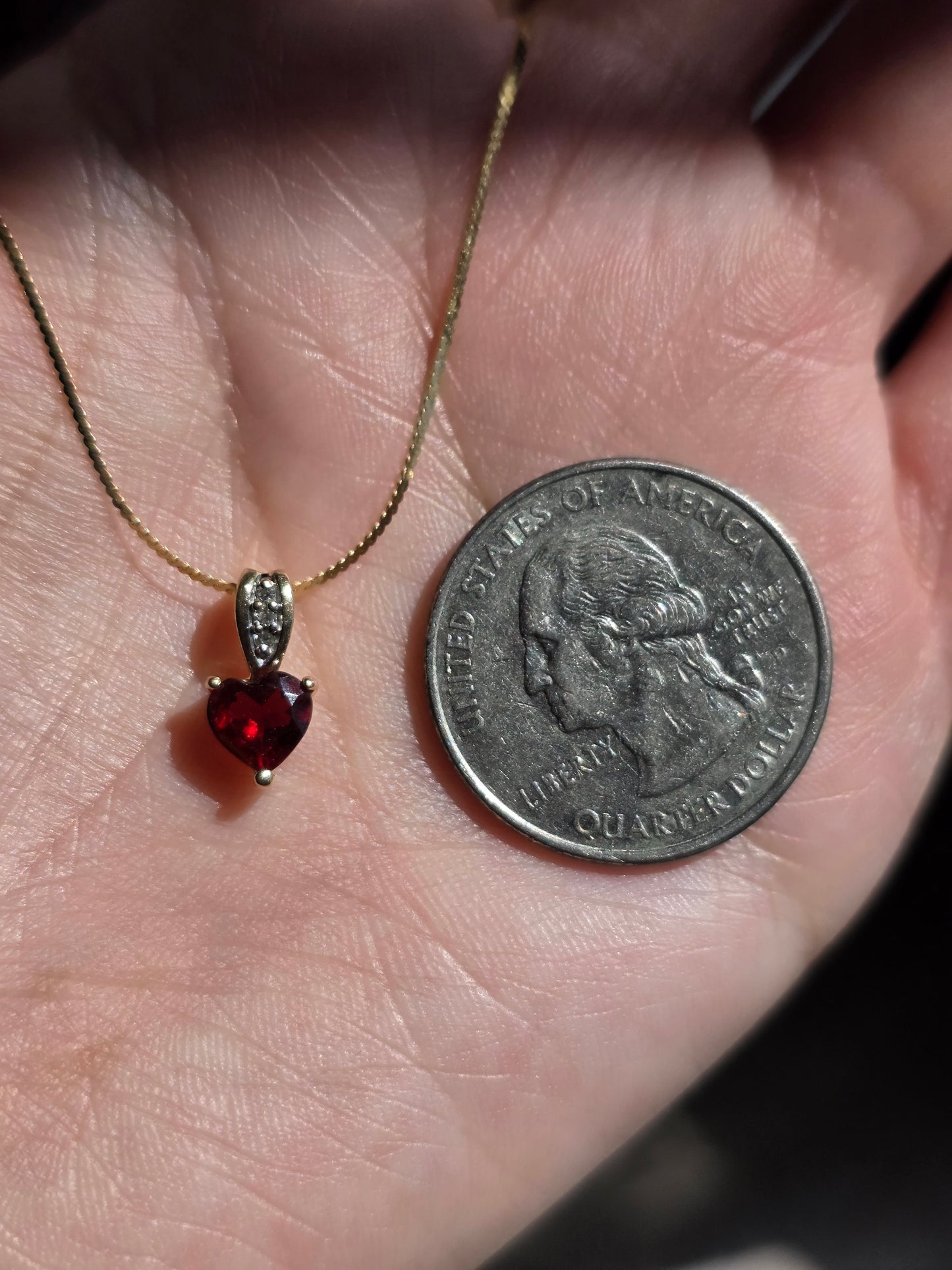 Precious 10k Gold Heart Garnet and Diamond Accent Pendant (NO CHAIN)