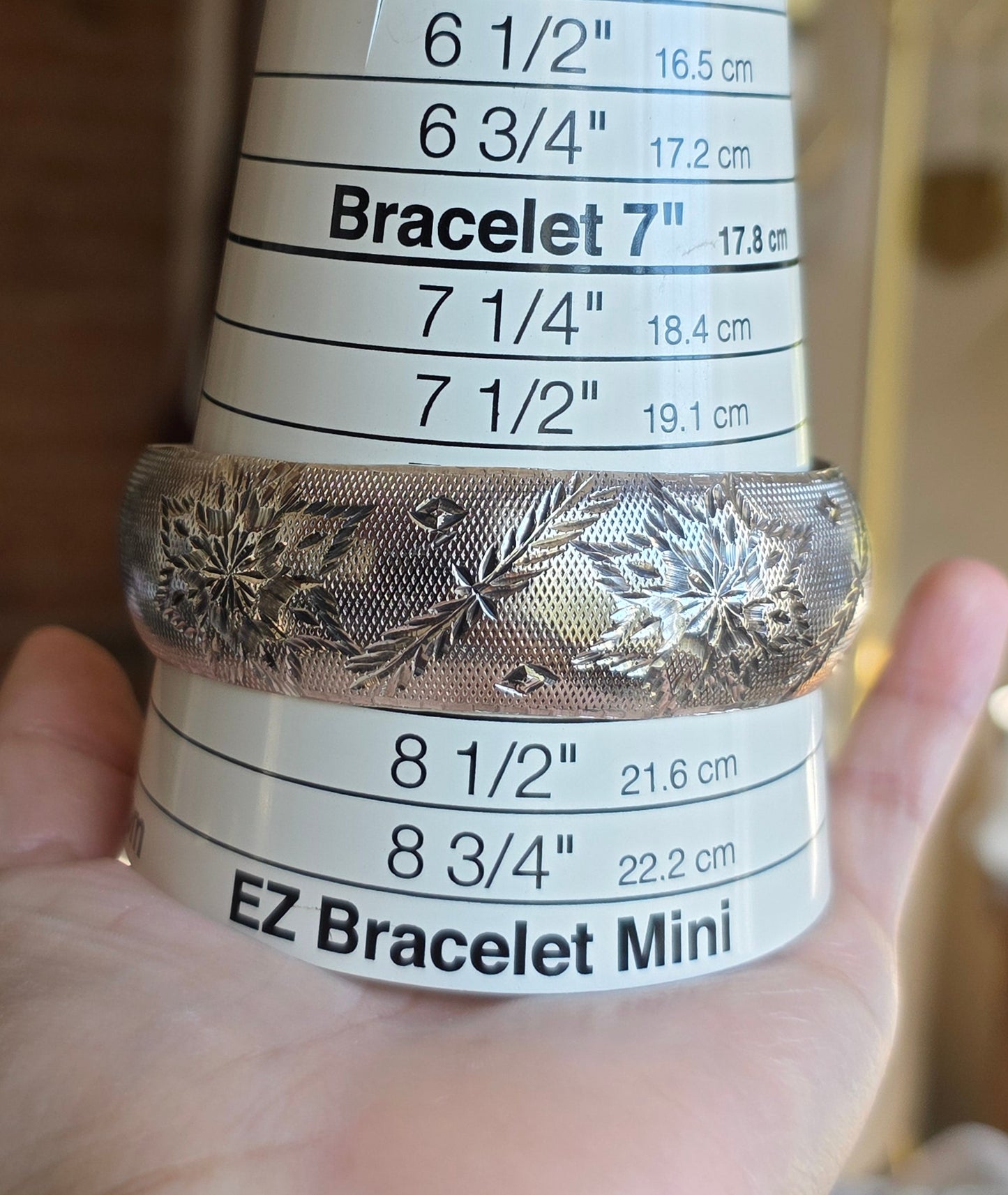 Solid Sterling Silver Snowflake Carved Large Bangle