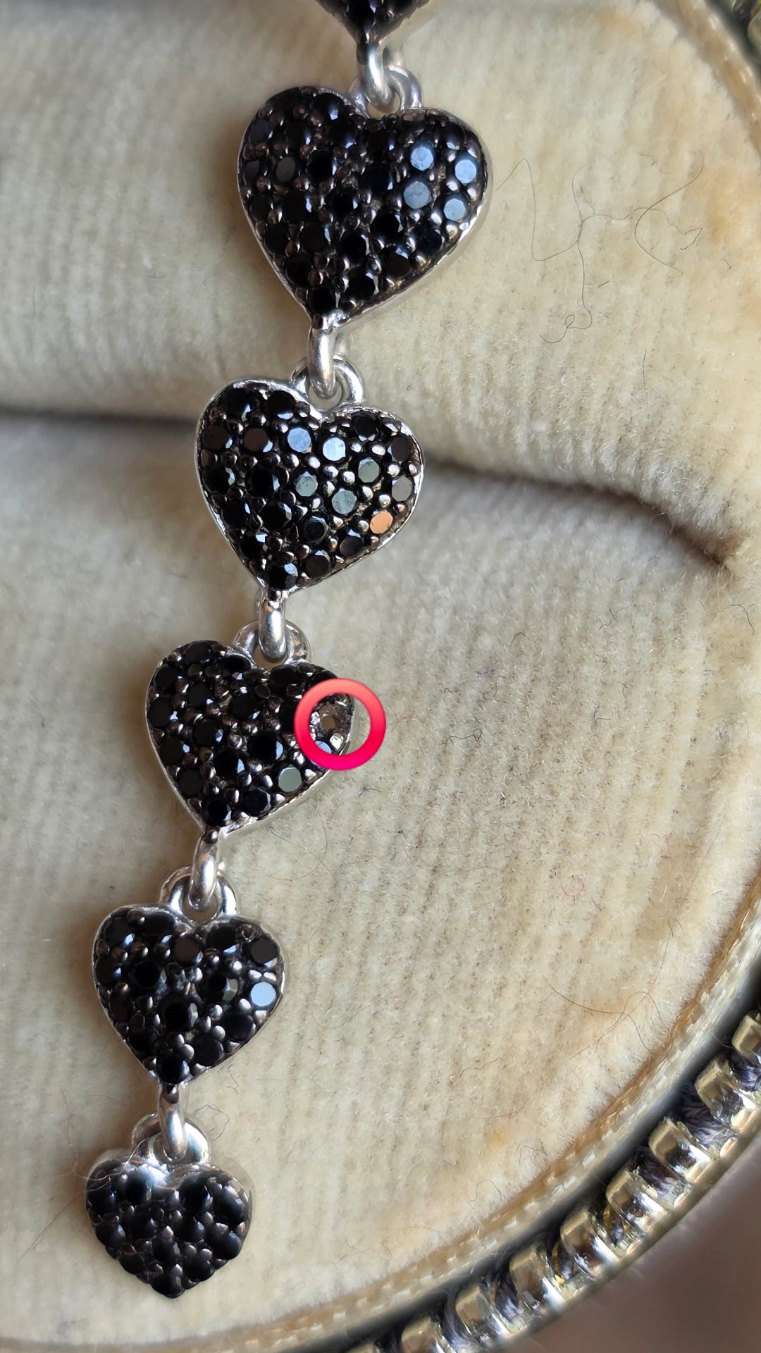 Sterling Silver Pave Set Black Onyx Heart Drop Dangle Statement Earrings