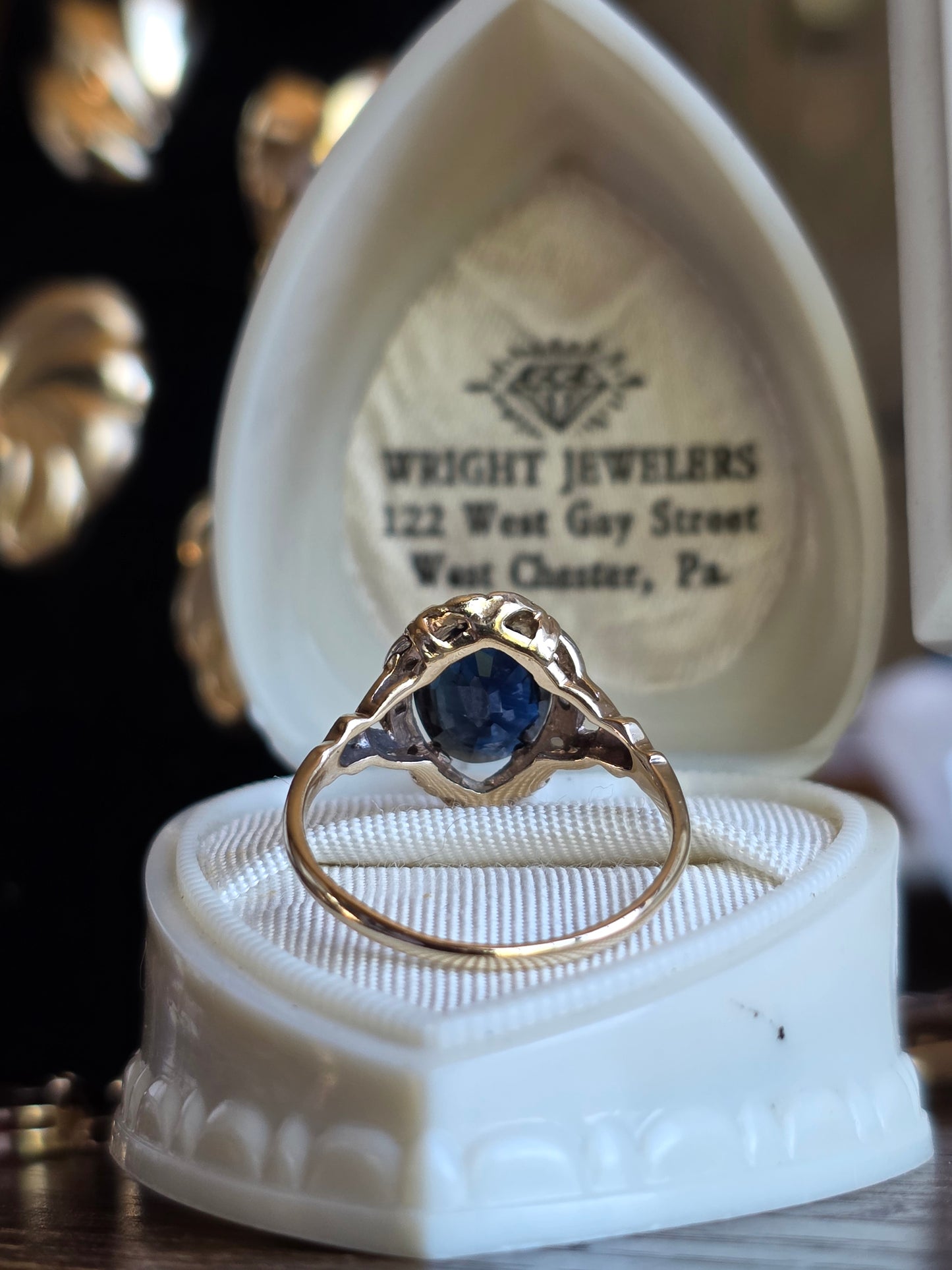 Beautiful Vintage 10k Gold 1.85tcw Sapphire Diamond Ring Size 6.5