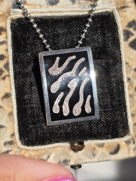 Milor Sterling Silver Zebra Enamel Large Pendant (NO CHAIN)