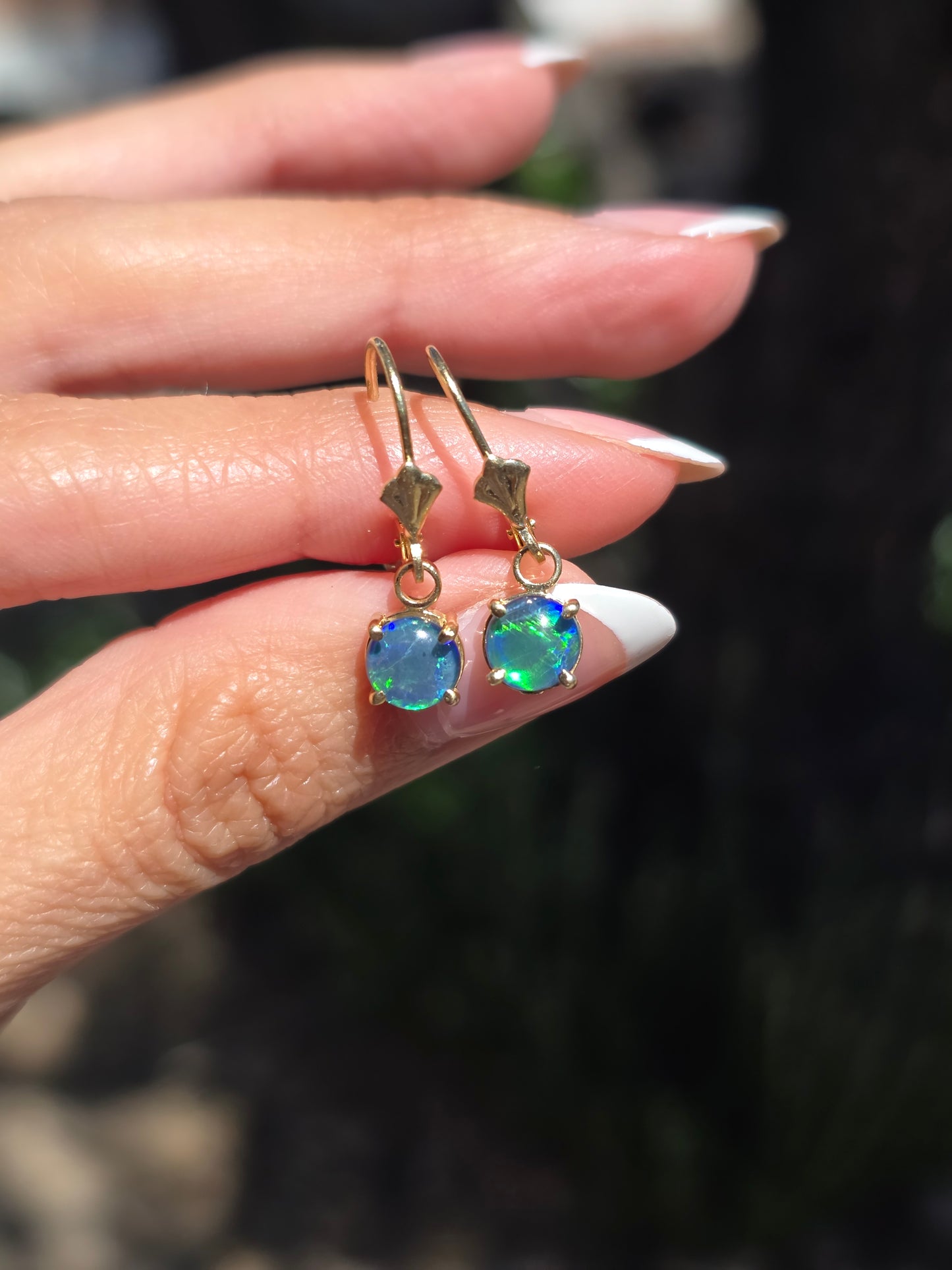 Beautiful 14k Gold Opal Dangle Earrings