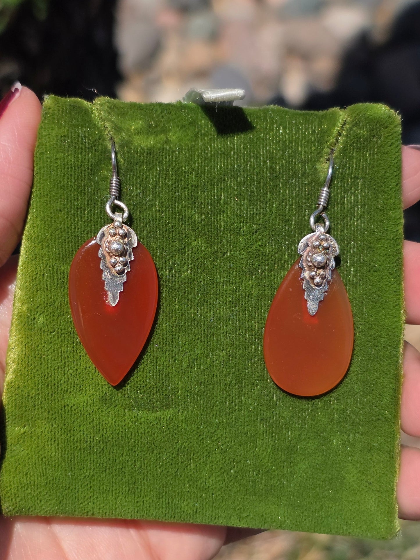 Beautiful Carnelian Sterling Silver Dangles Earrings