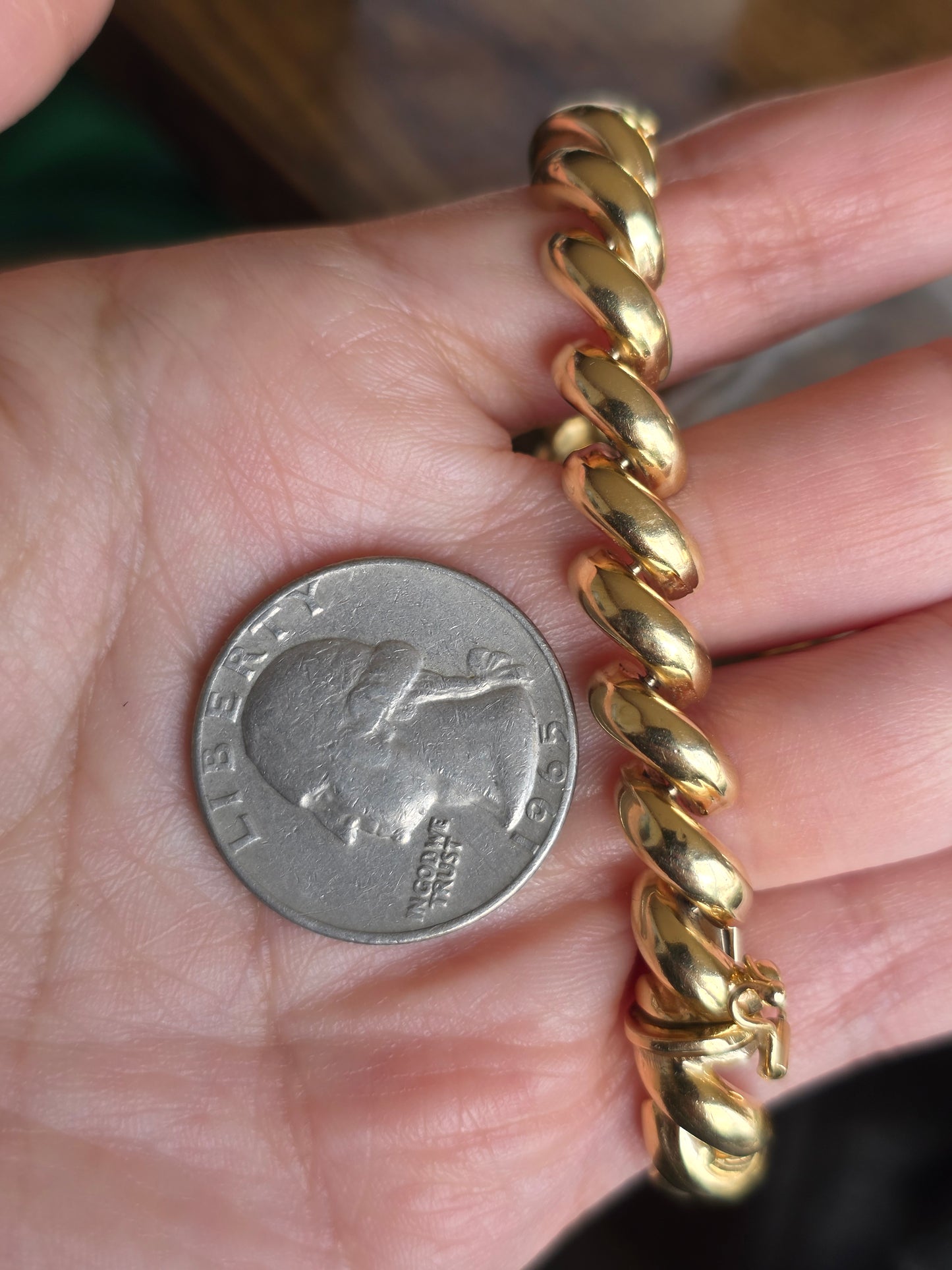 Milor 14k Gold San Marco "Macaroni" Link 8mm Wide Bracelet 7"