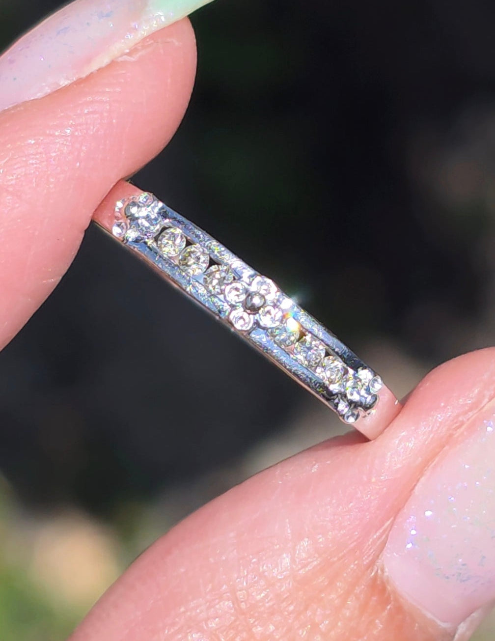 Pretty Flowers Diamond Stacker 10k White Gold Ring Size 7