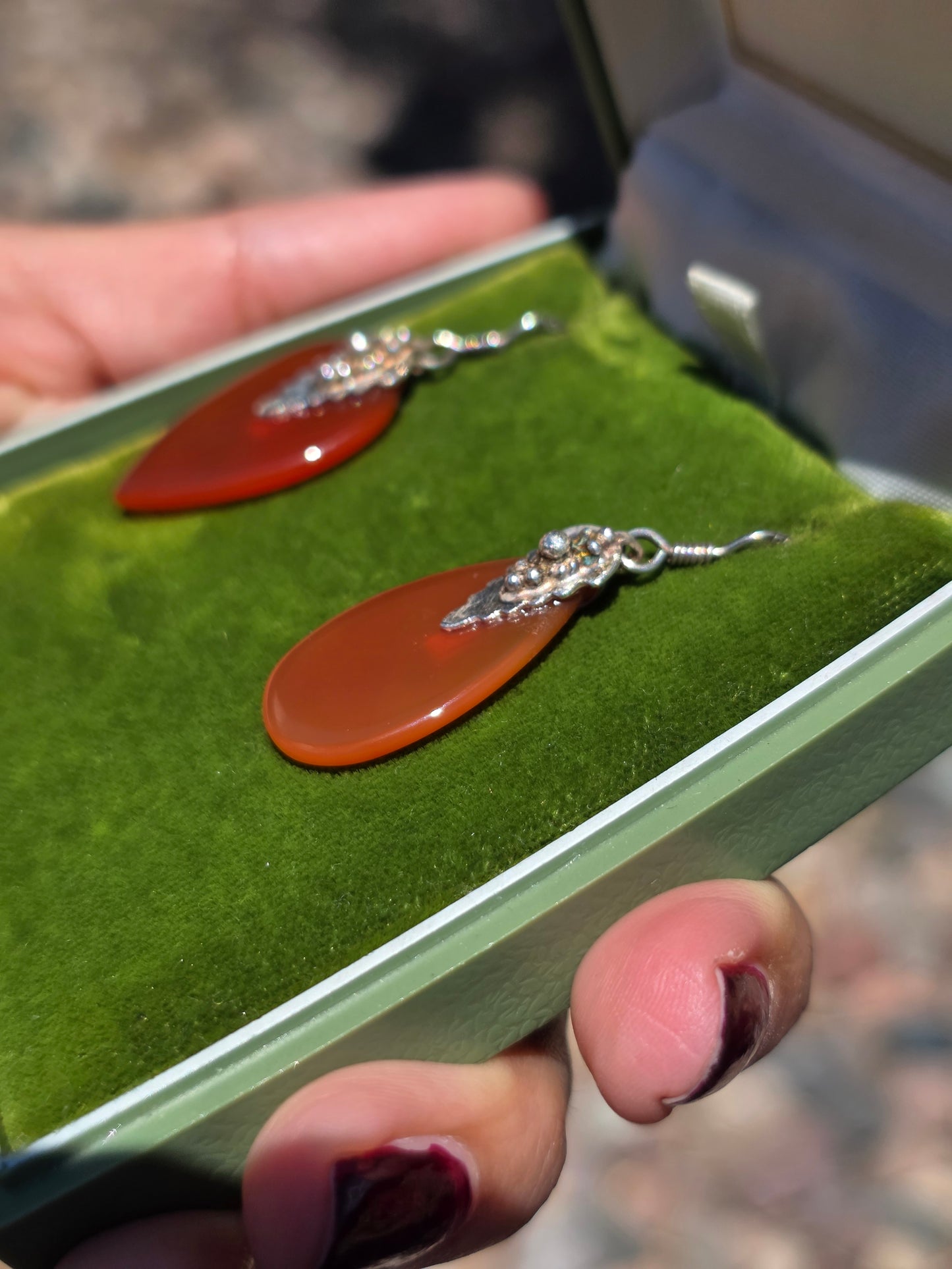 Beautiful Carnelian Sterling Silver Dangles Earrings