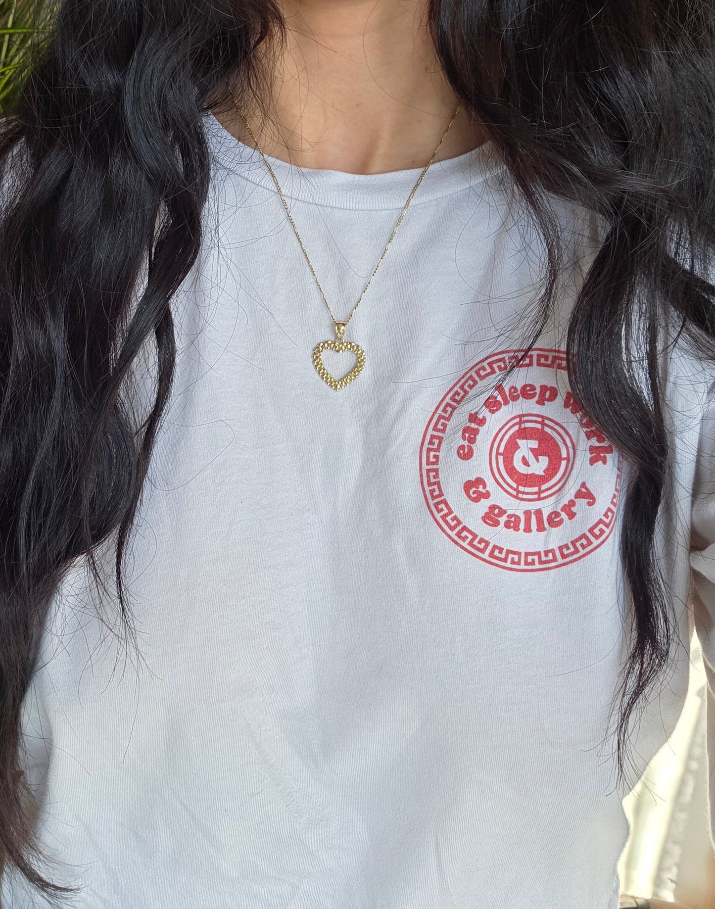 Lovely 10k Gold Textured Panther Link Heart Cut Out Pendant (NO CHAIN)