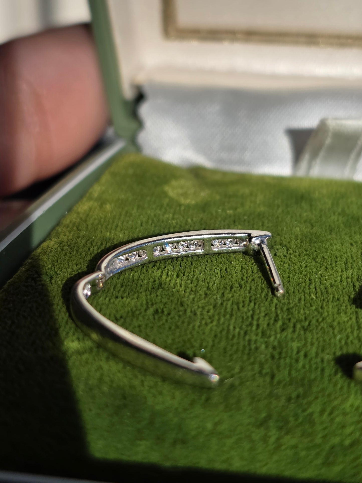 14k White Gold Channel Set Natural Diamond Hoops Earrings