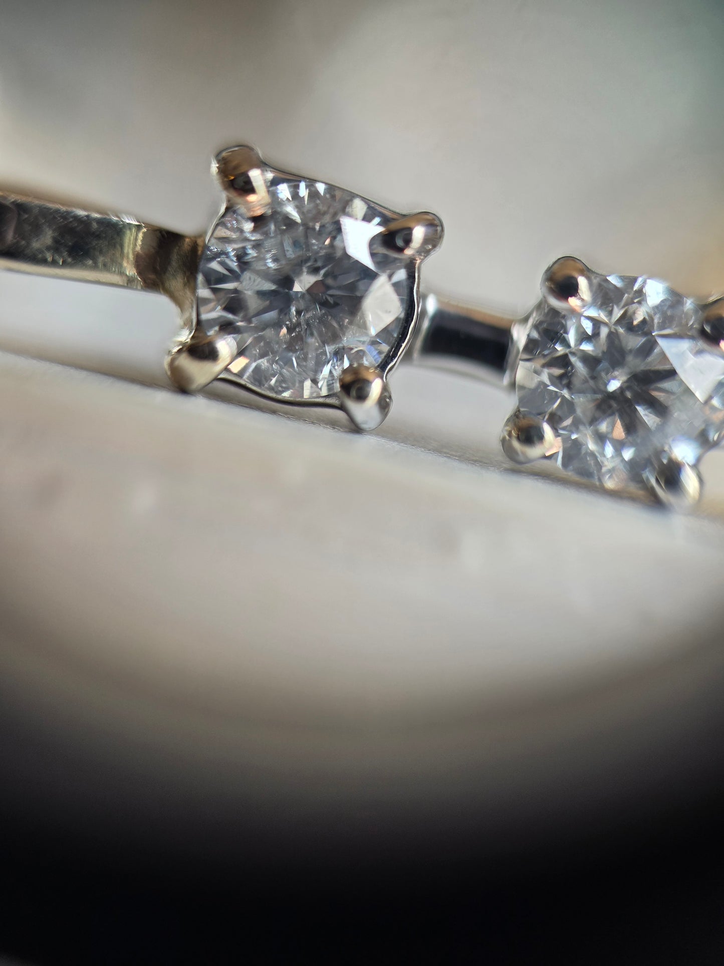 14k White Gold Triple Diamond Stick Drop Pendant (NO CHAIN)