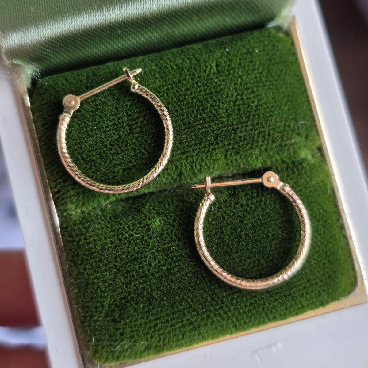 Perfect Every Day 14k Gold 1/2 Inch Gold Textured Small Hoops Earrings