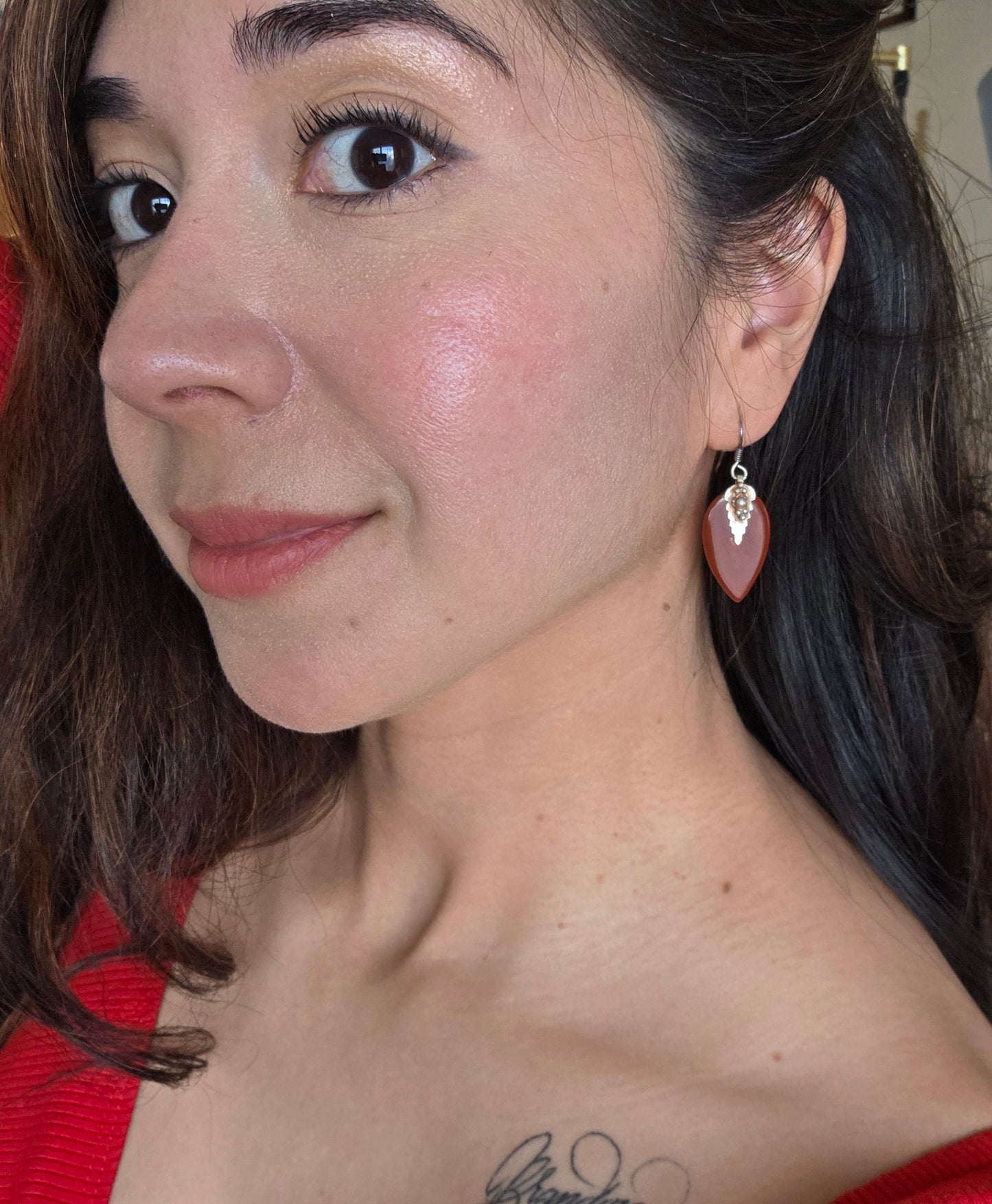 Beautiful Carnelian Sterling Silver Dangles Earrings